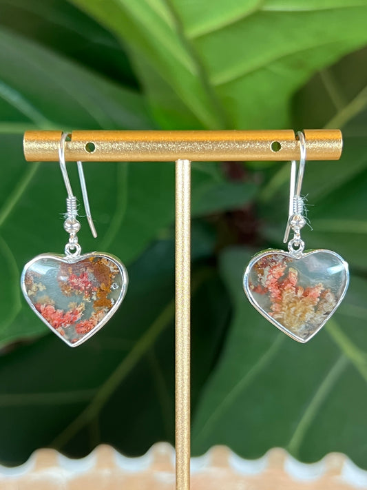 Scenic Moss Agate Heart Earrings