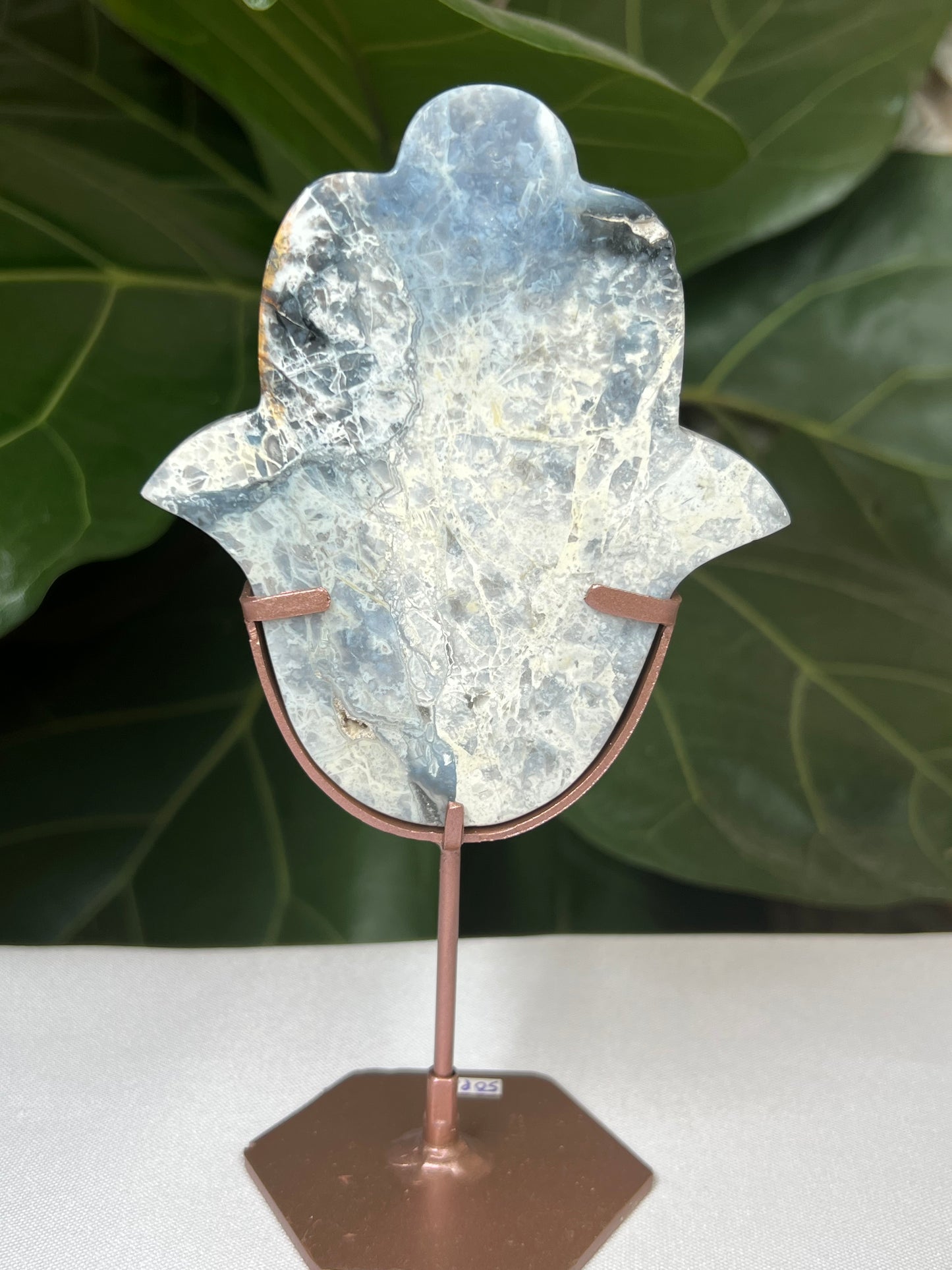 Blue Plume Agate Hamsa