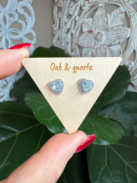 Aquamarine Heart Earrings