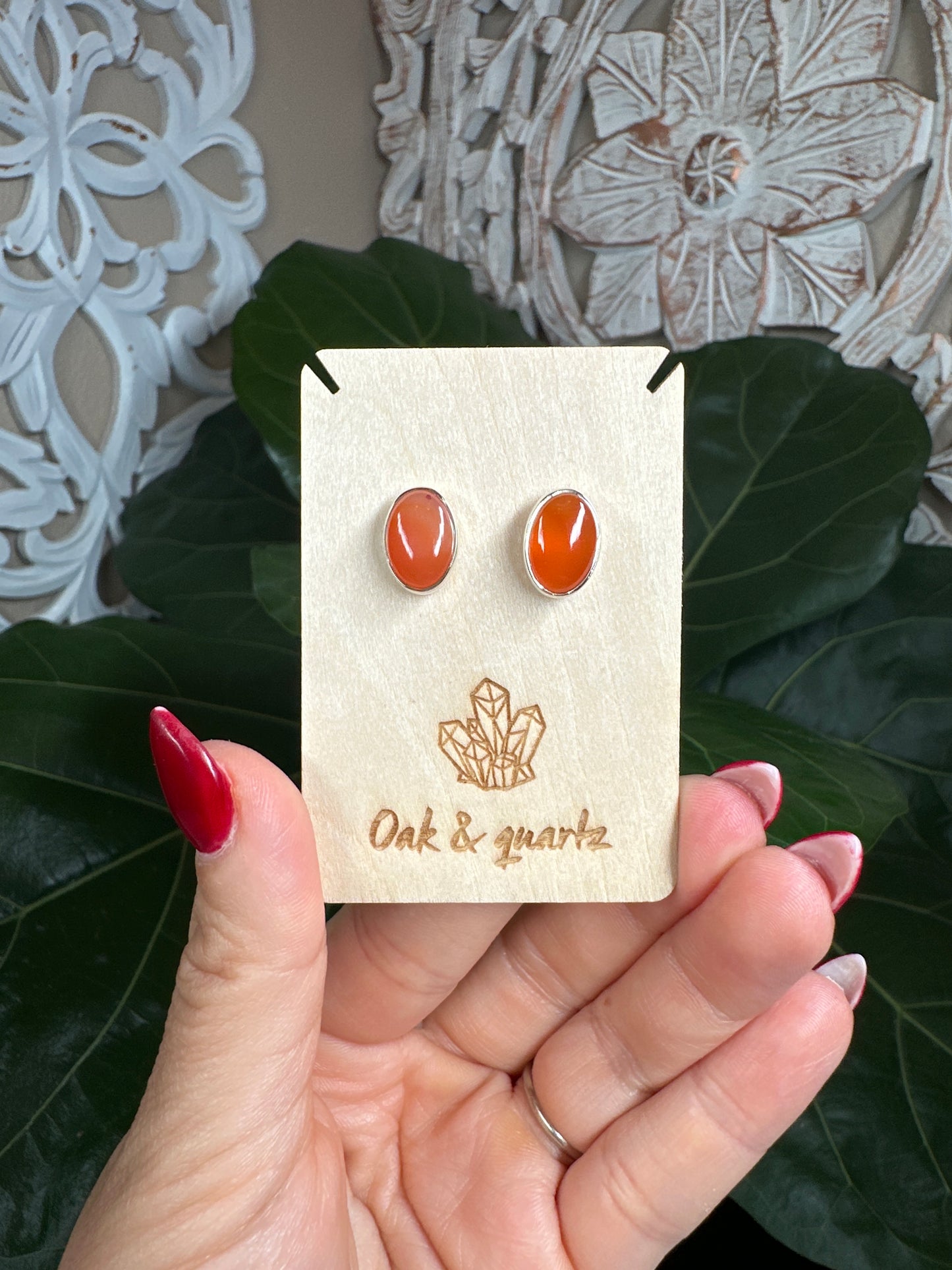 Carnelian Stud Earrings ￼