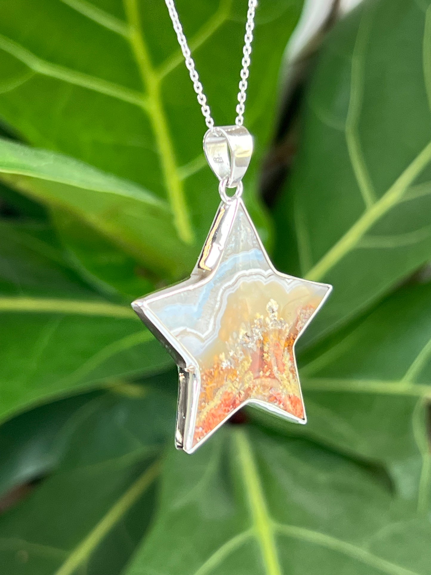 Scenic Moss Agate Star Pendant