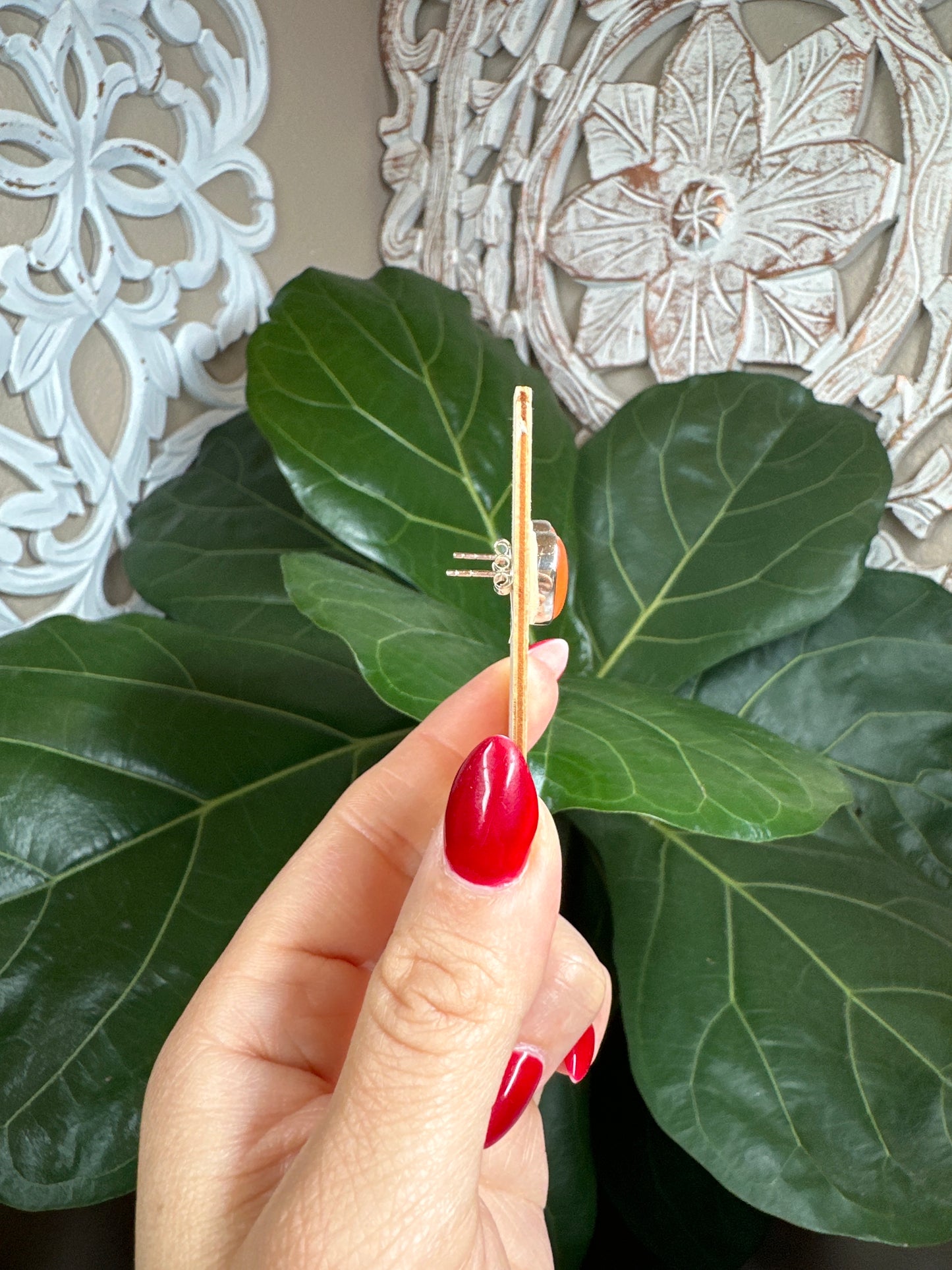 Carnelian Stud Earrings ￼