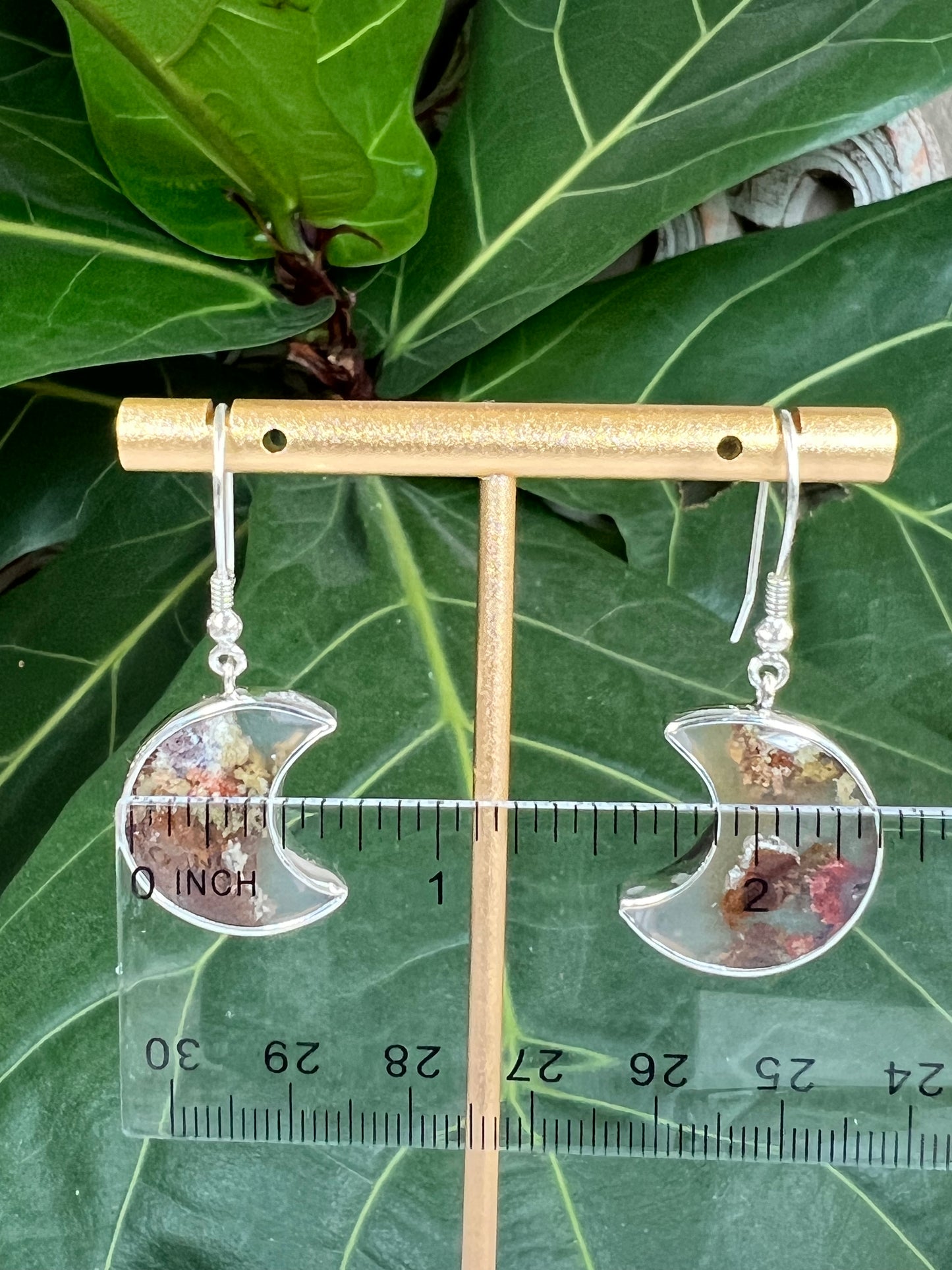 Scenic Moss Agate Moon Earrings