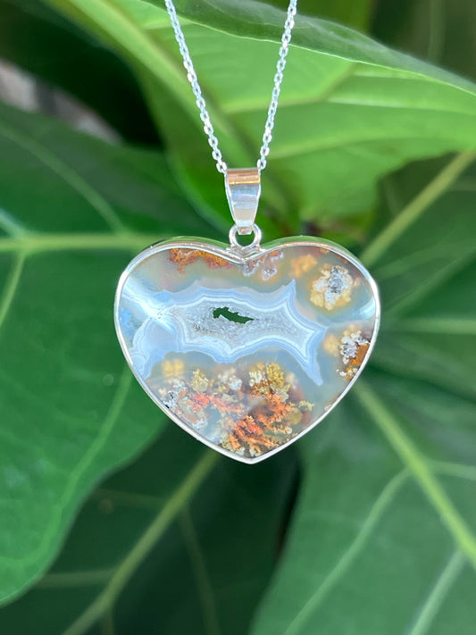 Scenic Moss Agate Heart Pendant