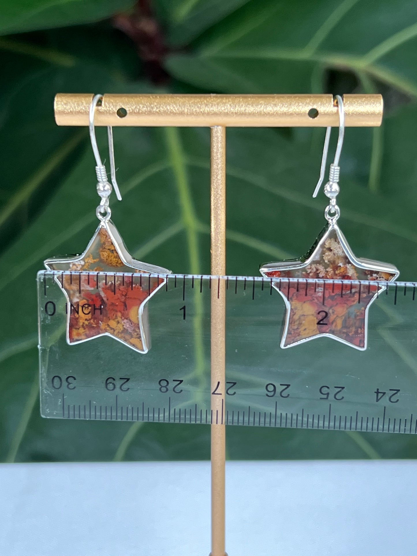 Scenic Moss Agate Star Earrings