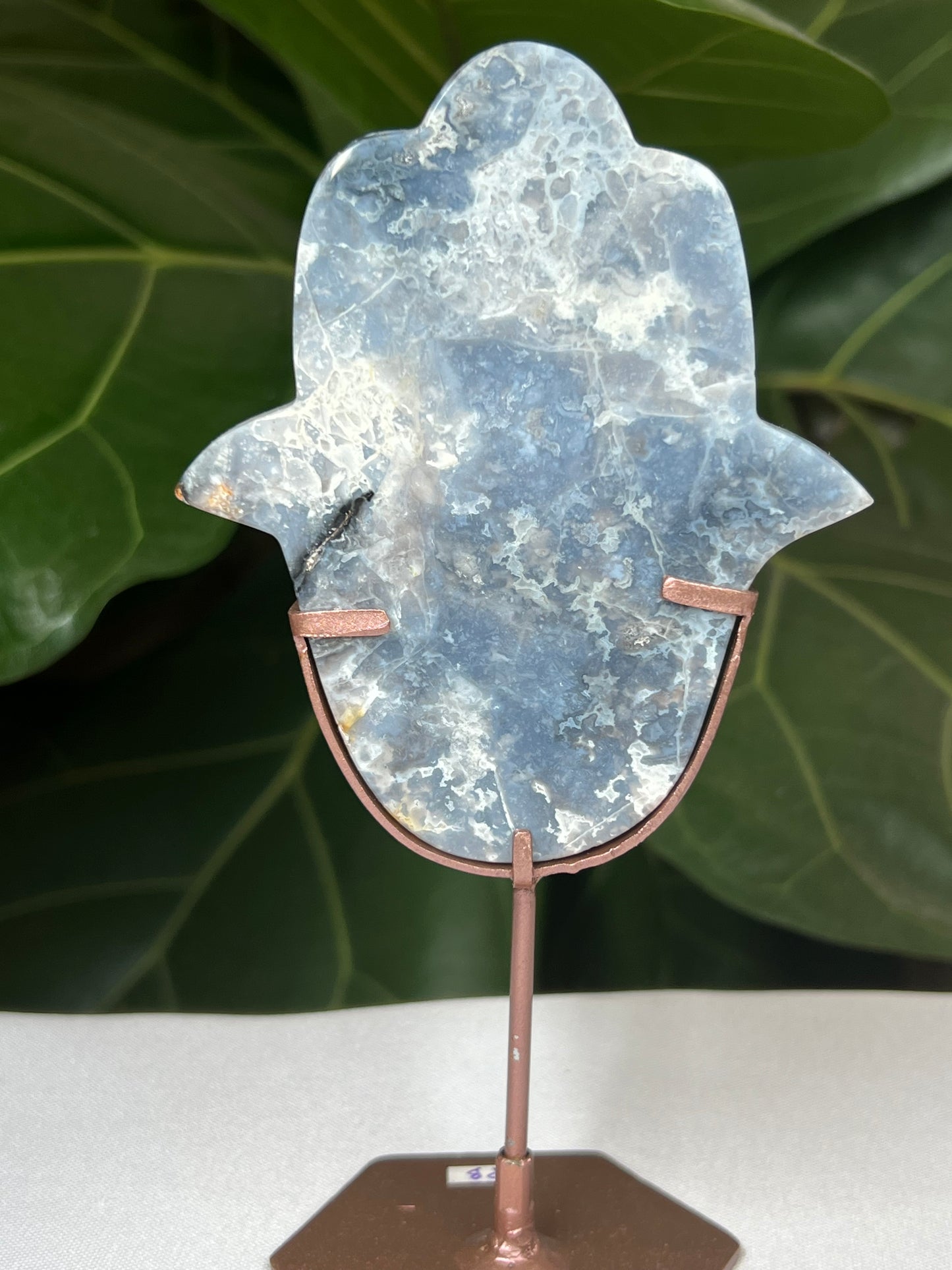 Blue Plume Agate Hamsa