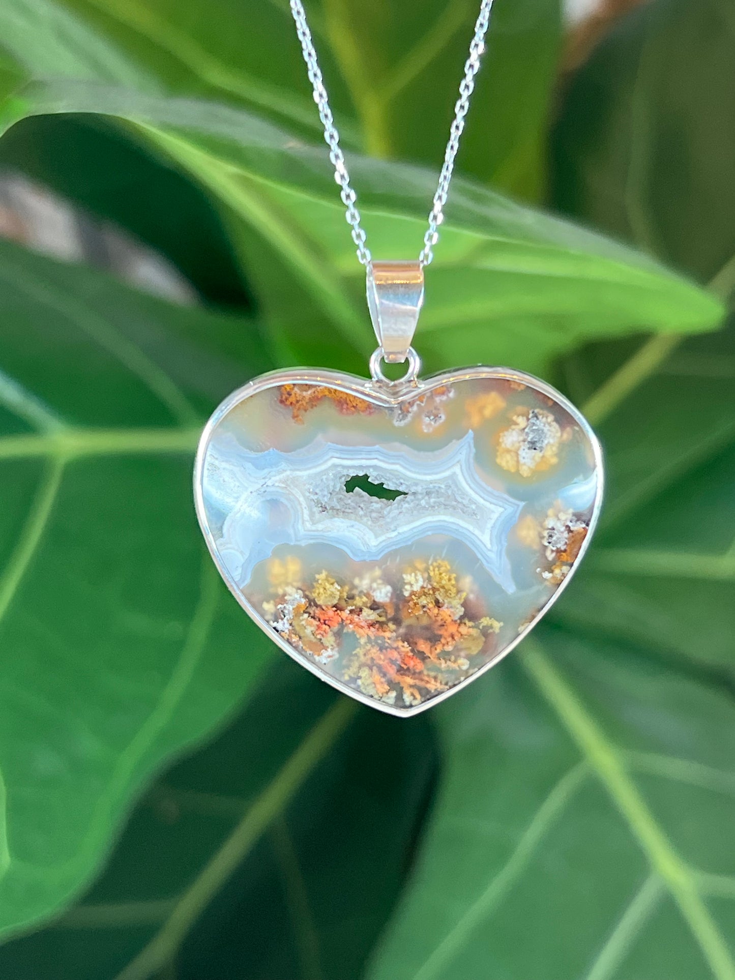 Scenic Moss Agate Heart Pendant