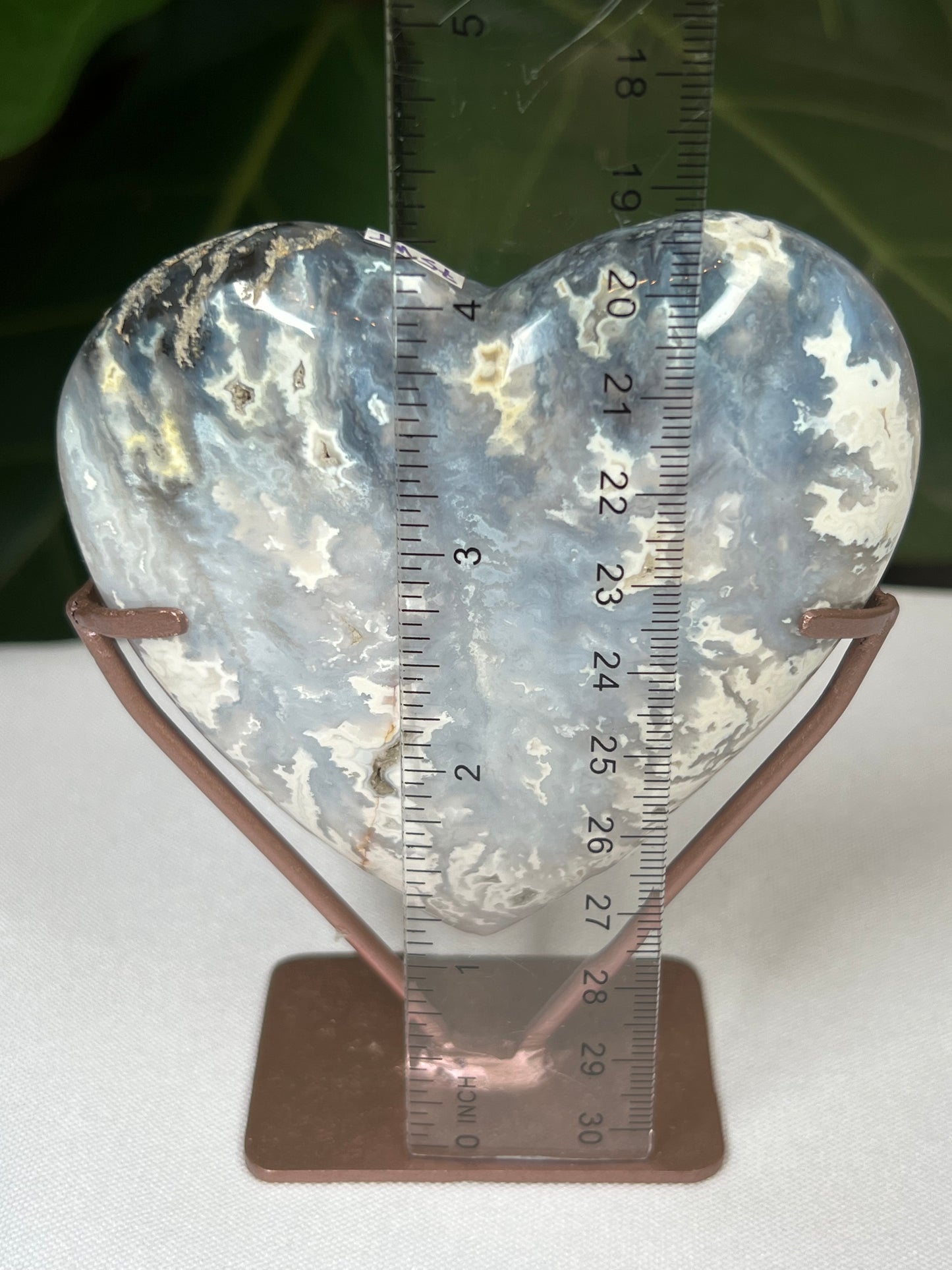 Blue Plume Agate Heart