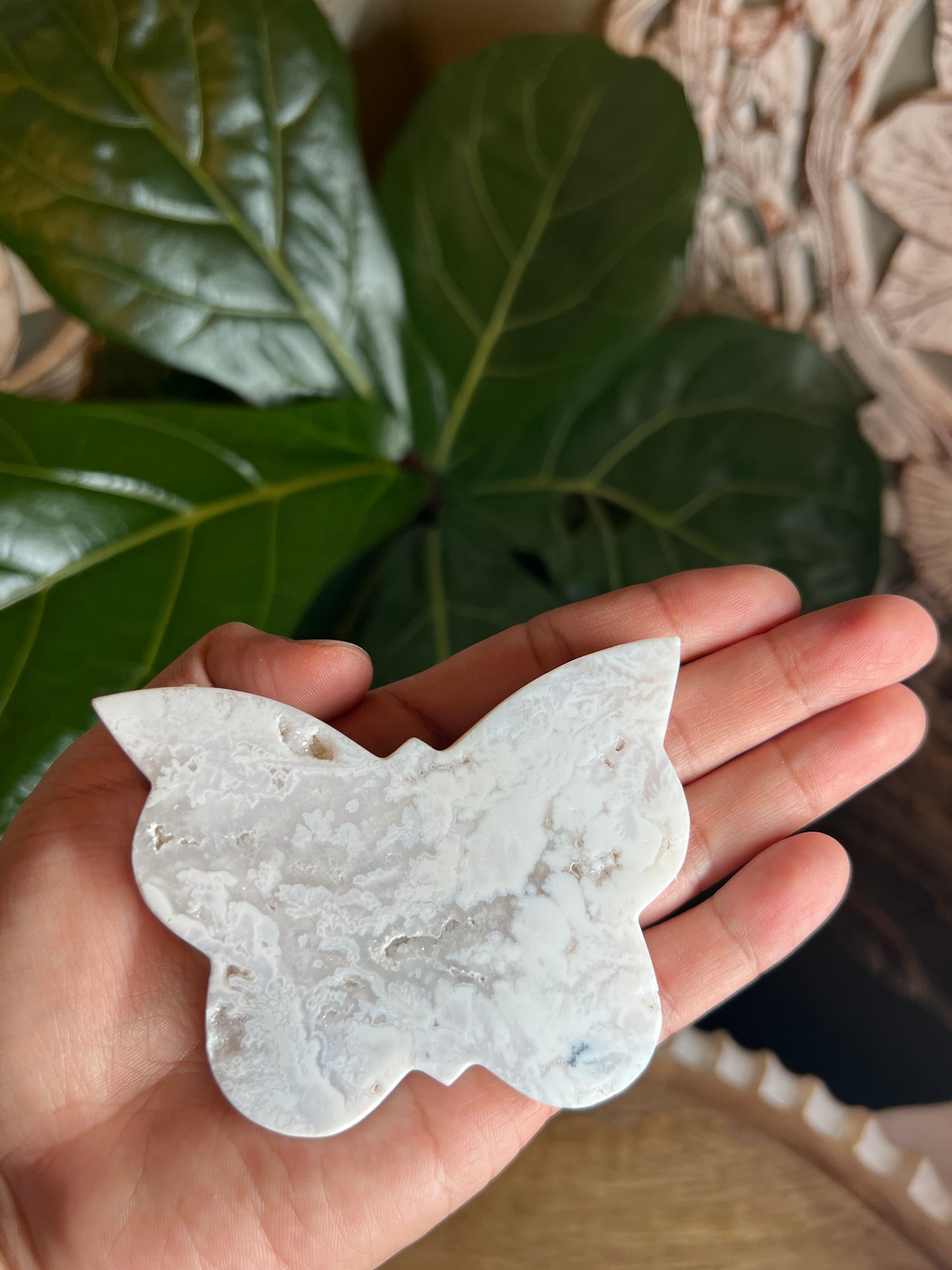 White Plume Agate Butterfly