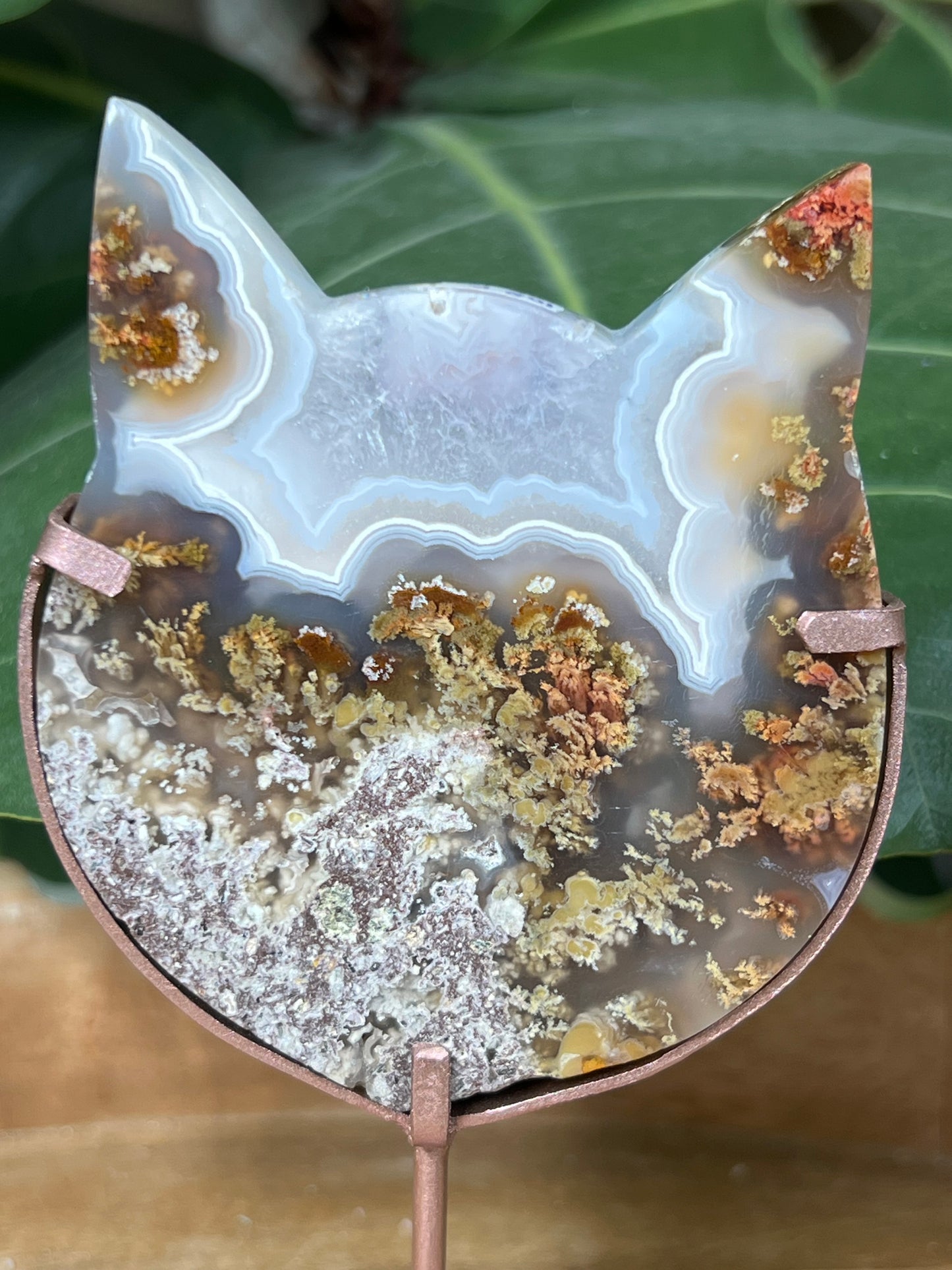 Scenic Moss Agate Cat Head