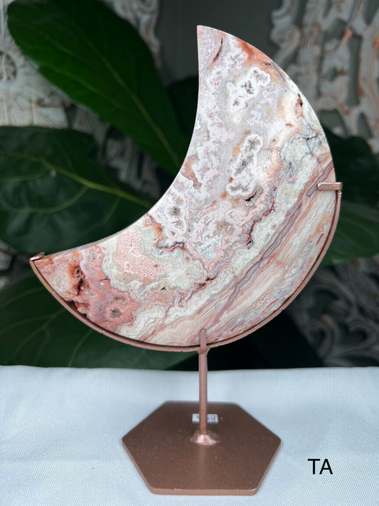 Pink Crazy Lace Agate Moons