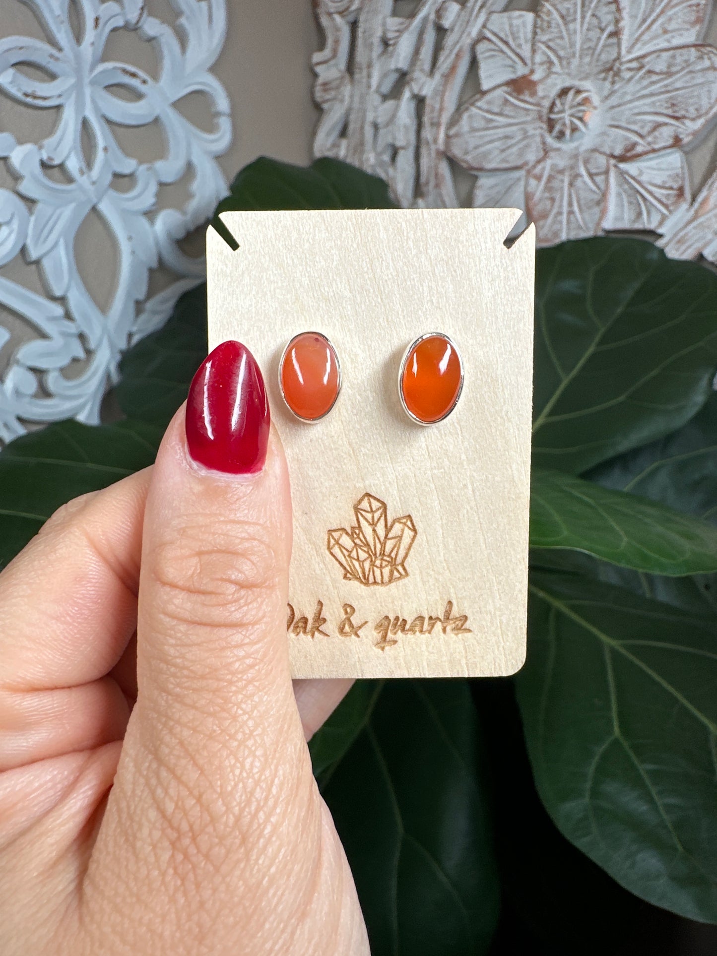 Carnelian Stud Earrings ￼