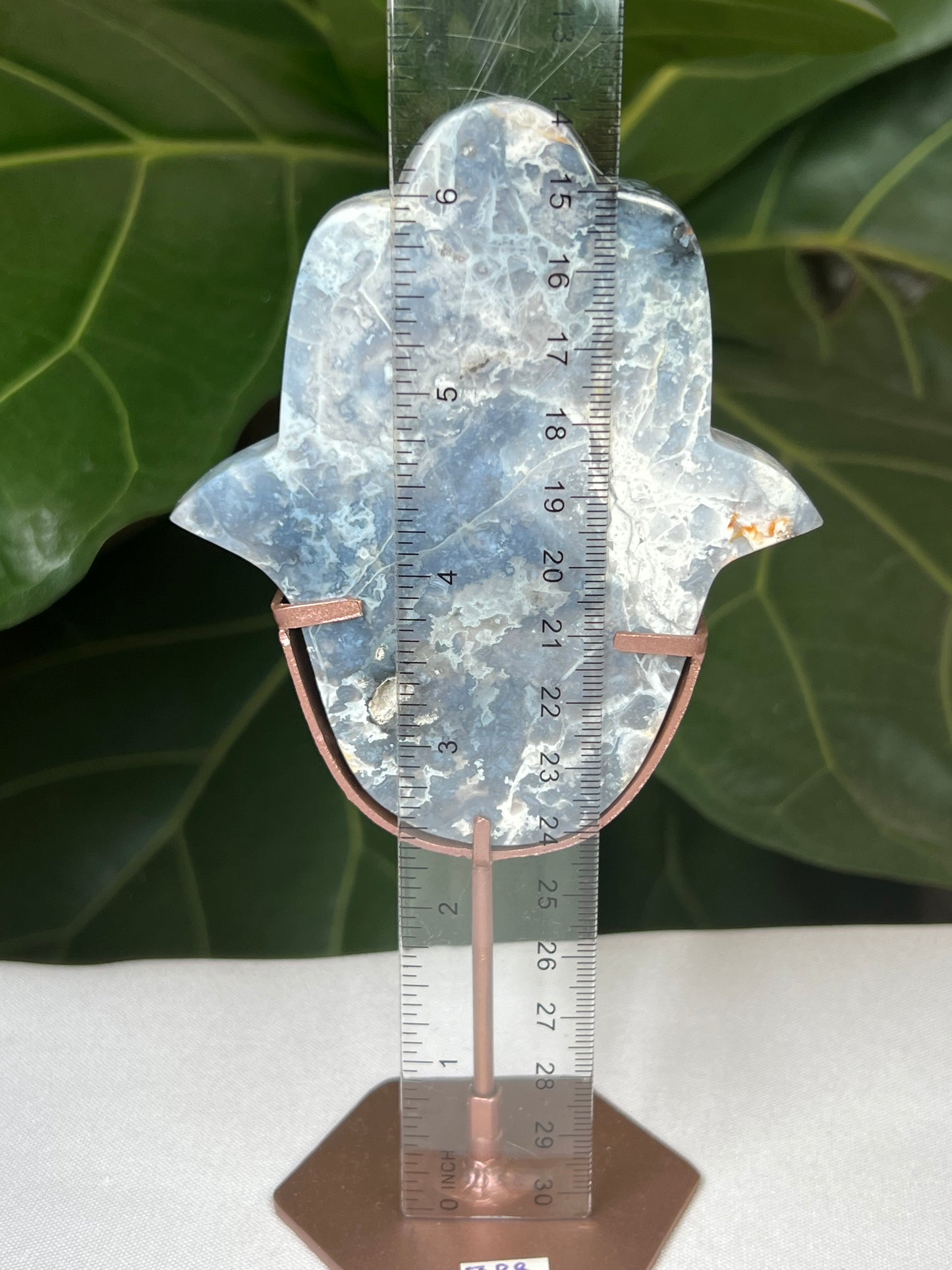 Blue Plume Agate Hamsa