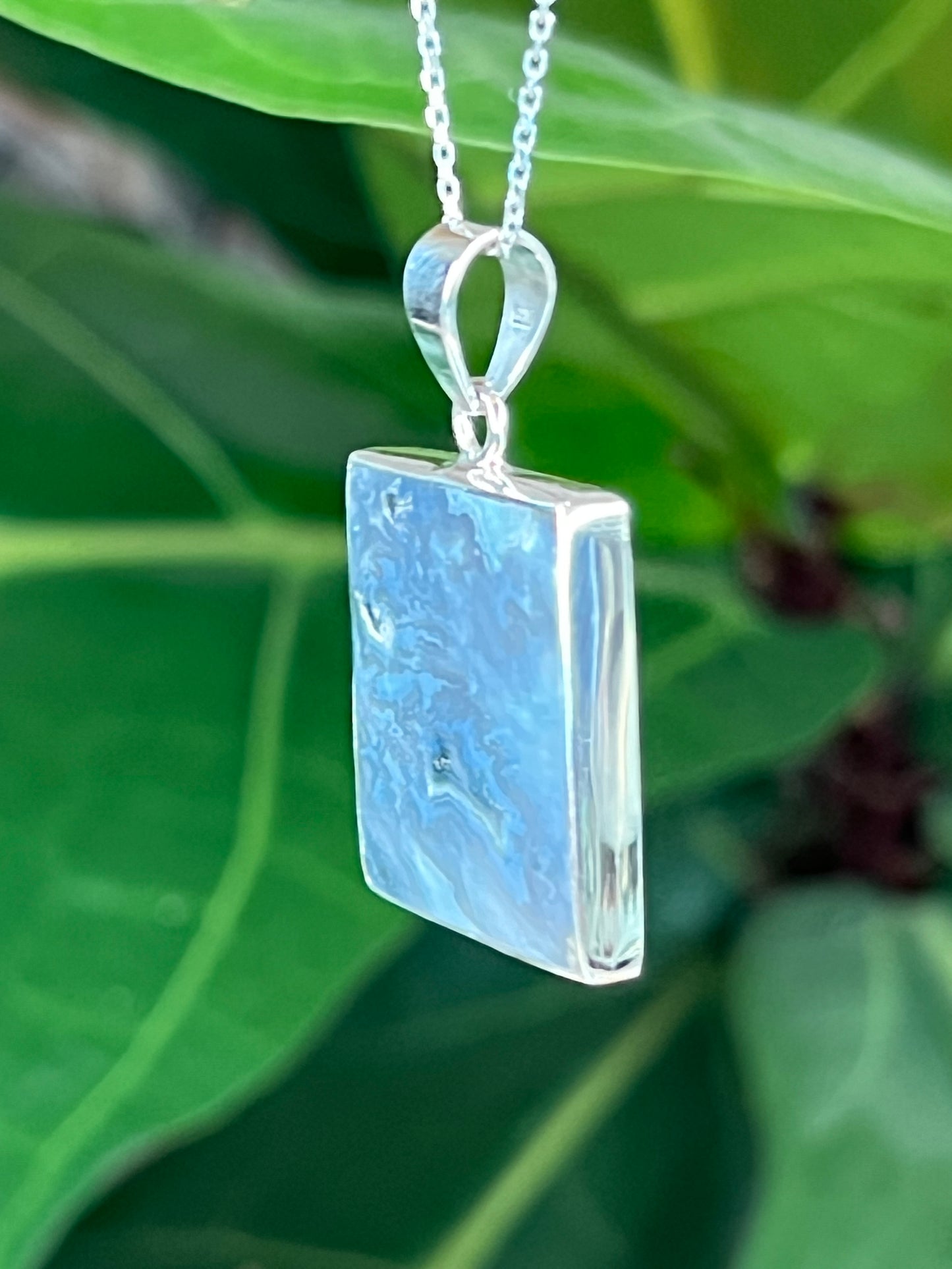 Blue Plume Agate Pendant