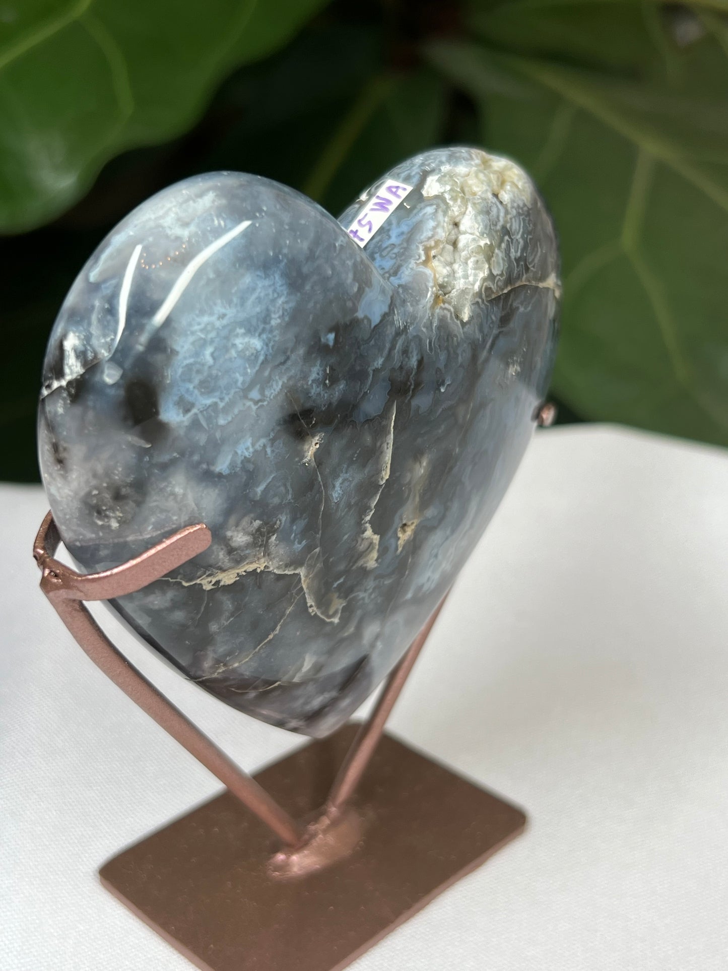 Blue Plume Agate Heart