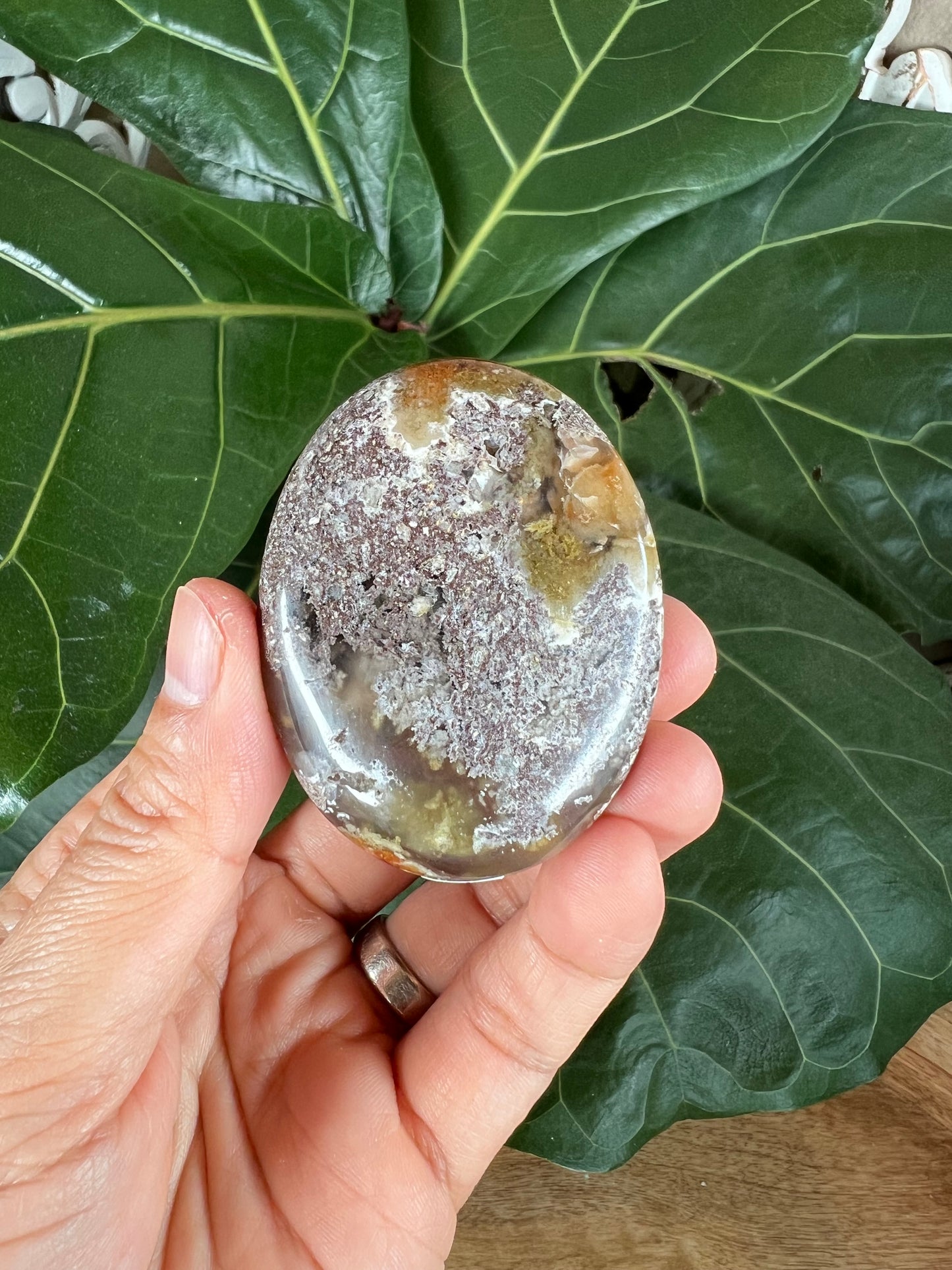 Scenic Moss Agate Palm Stone