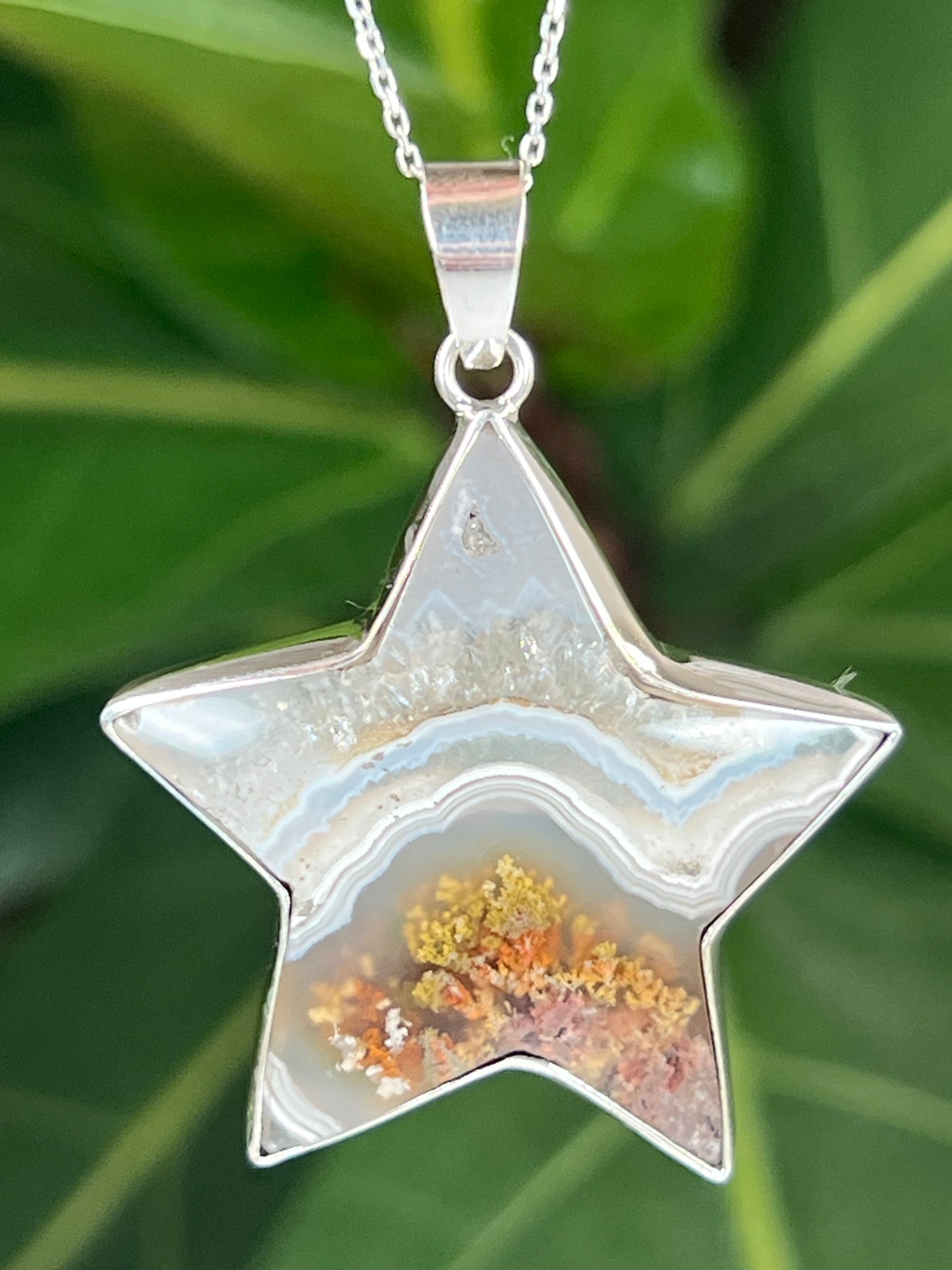 Scenic Moss Agate Star Pendant