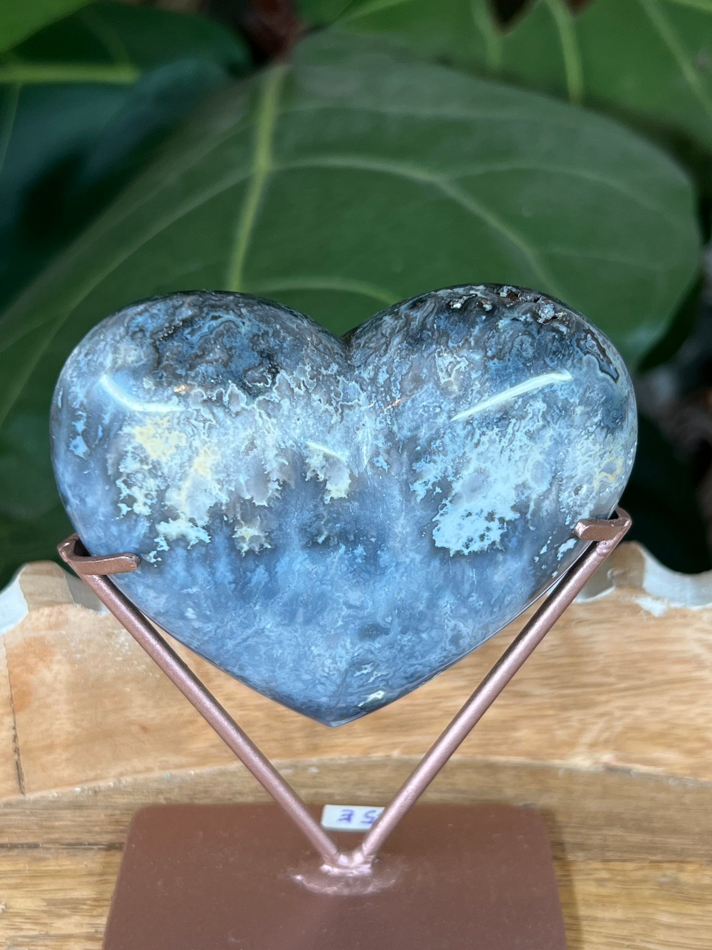 Blue Plume Agate Heart