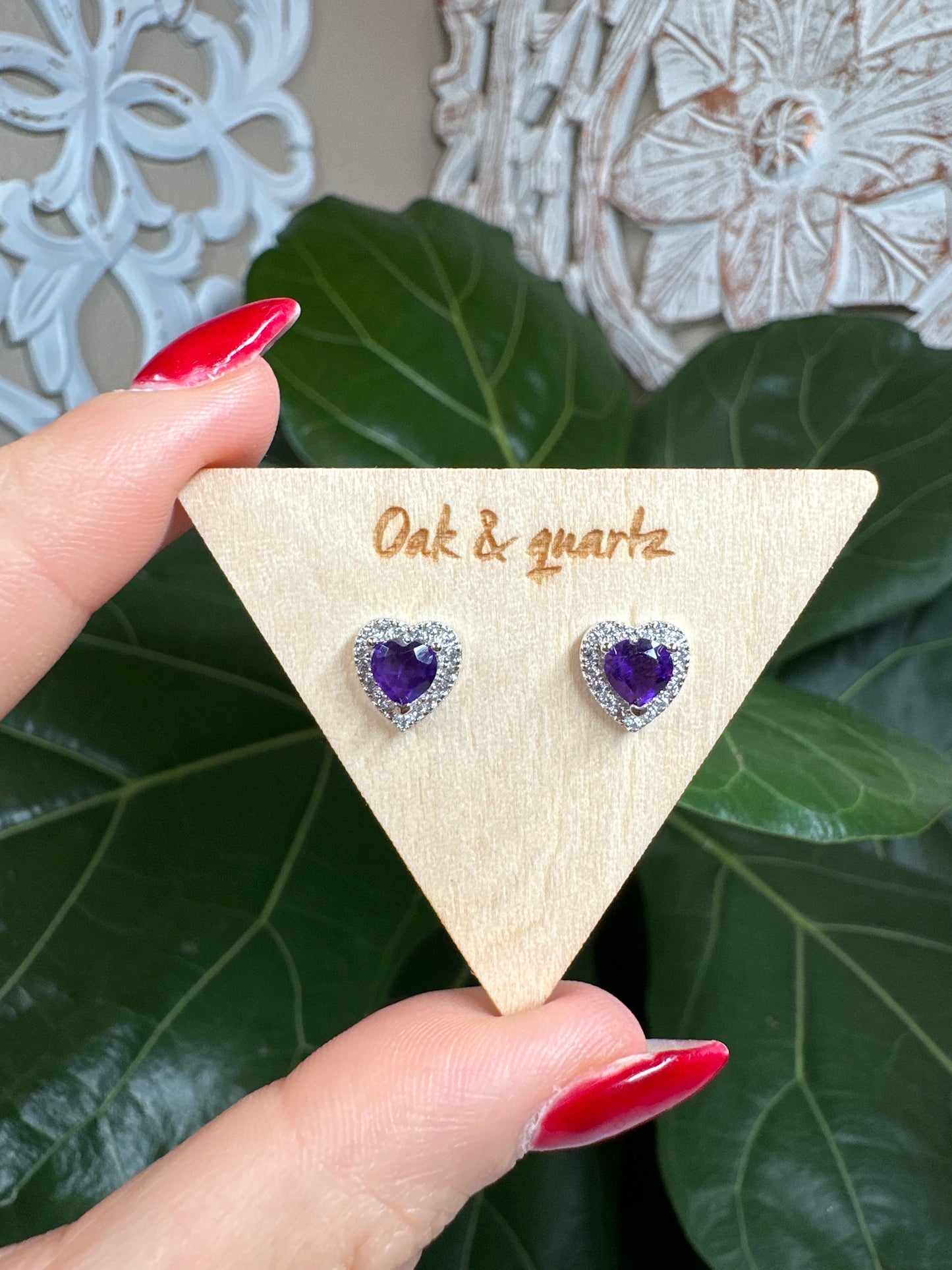 Amethyst Heart Earrings