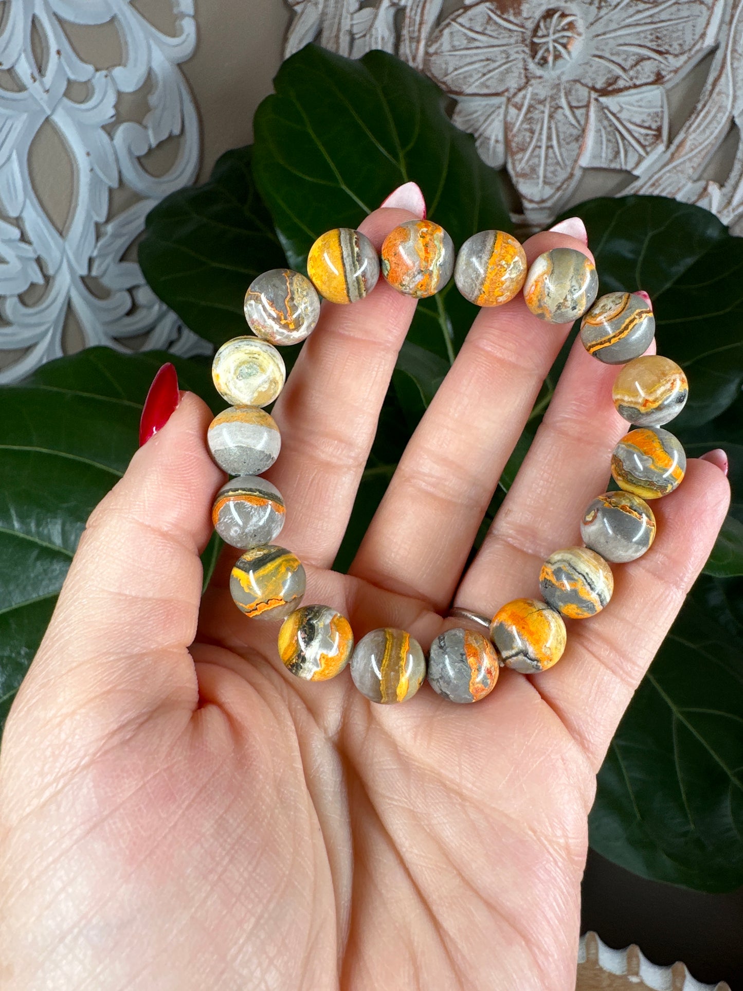 Bumblebee Jasper Beaded Bracelet (12mm)