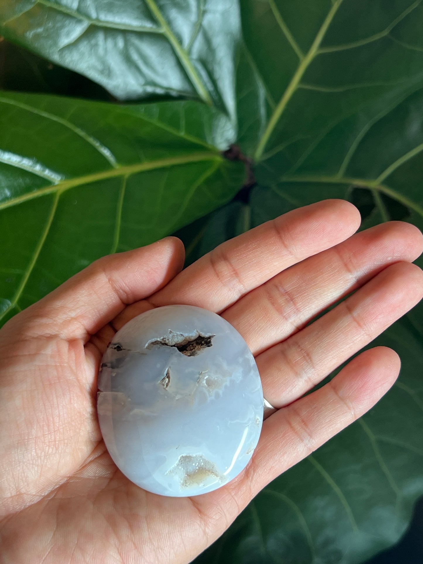 White Plume Agate Palmstone