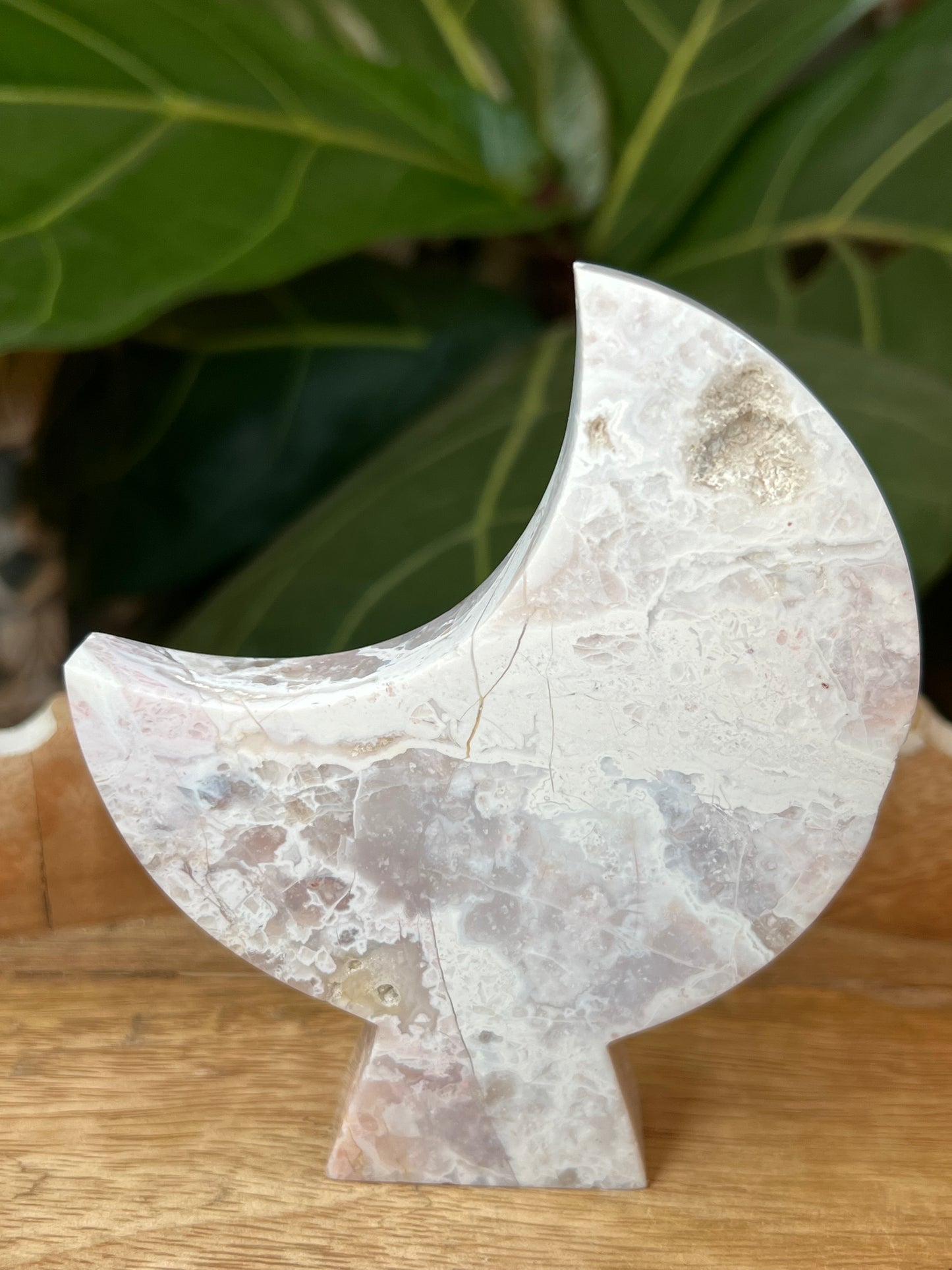 Pink Plume Agate Moon