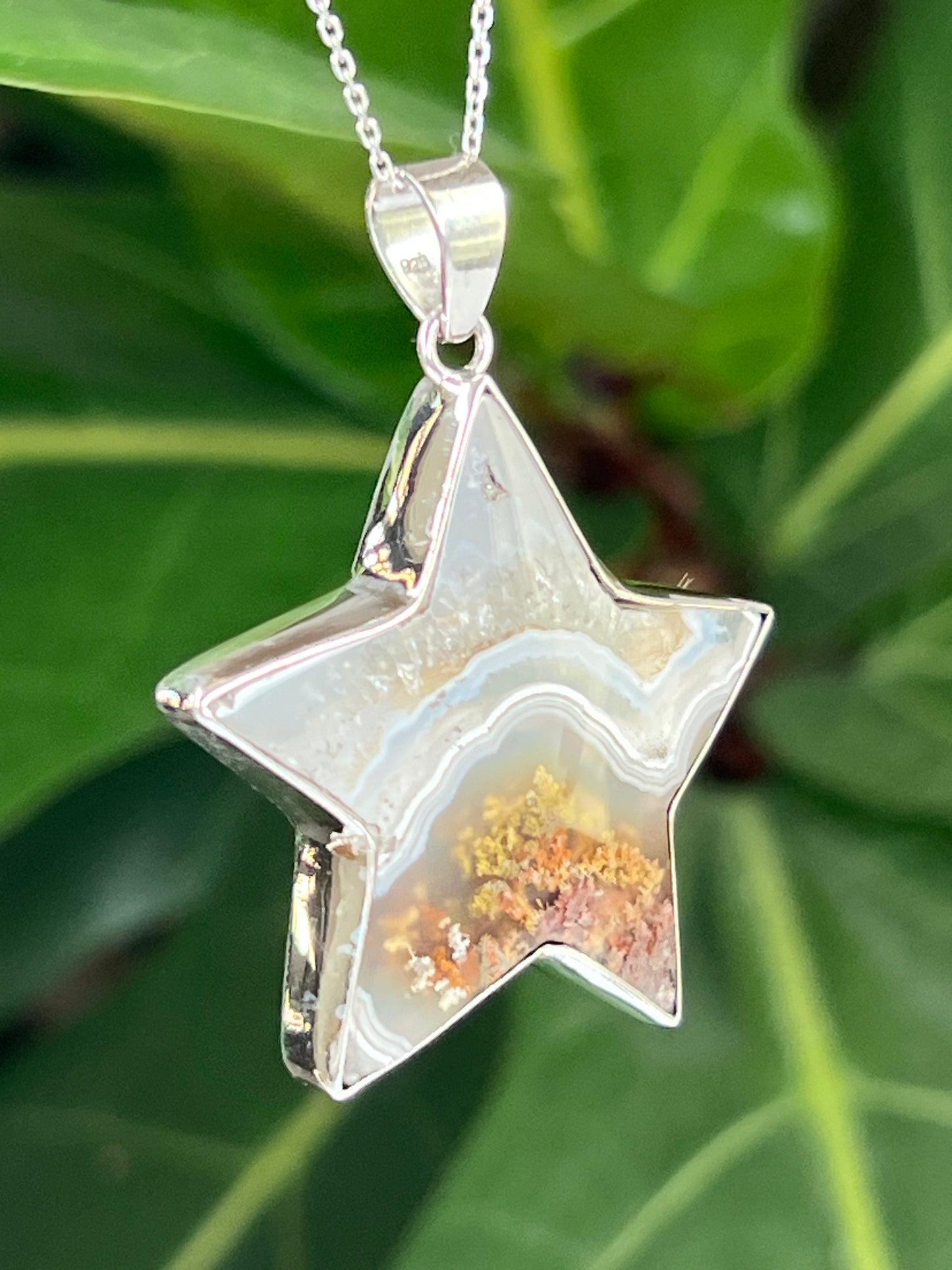 Scenic Moss Agate Star Pendant