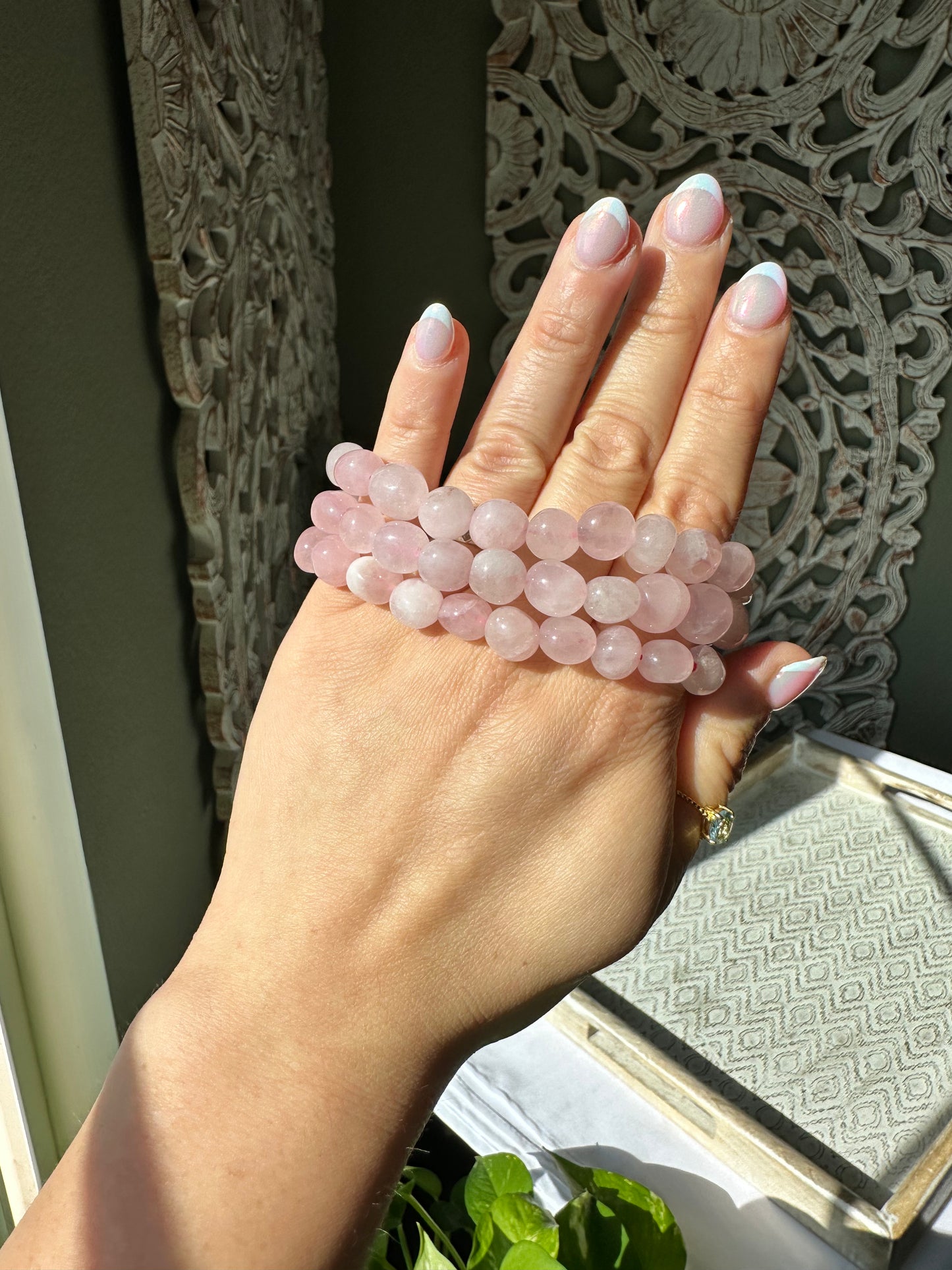 Rose Quartz Tumble Beaded Bracelet