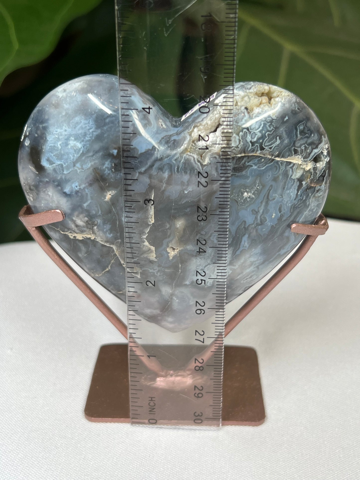 Blue Plume Agate Heart