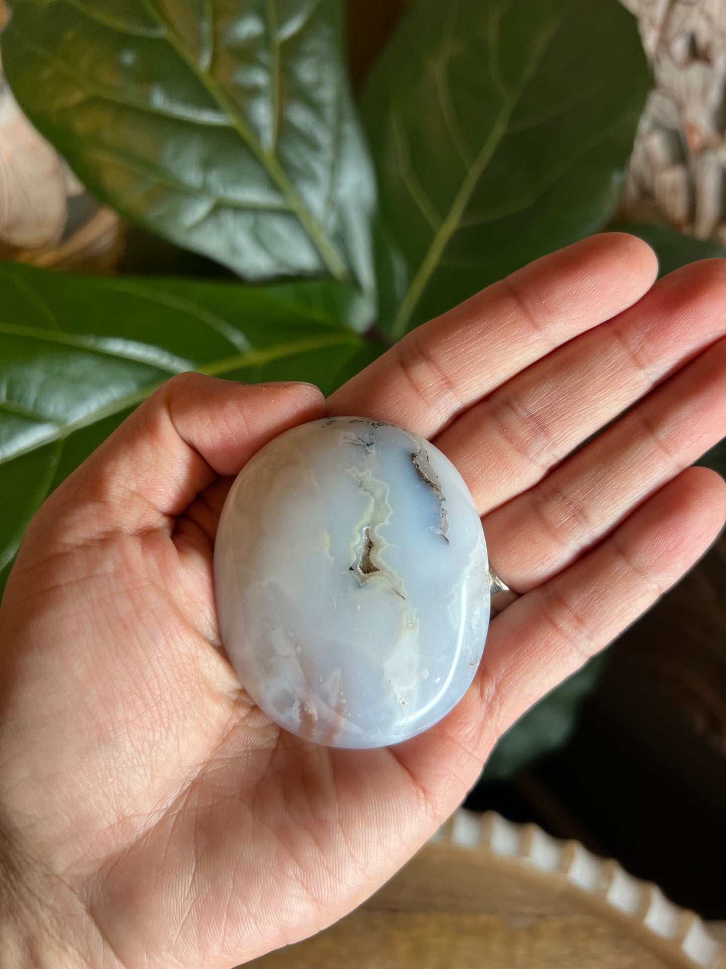 White Plume Agate Palmstone