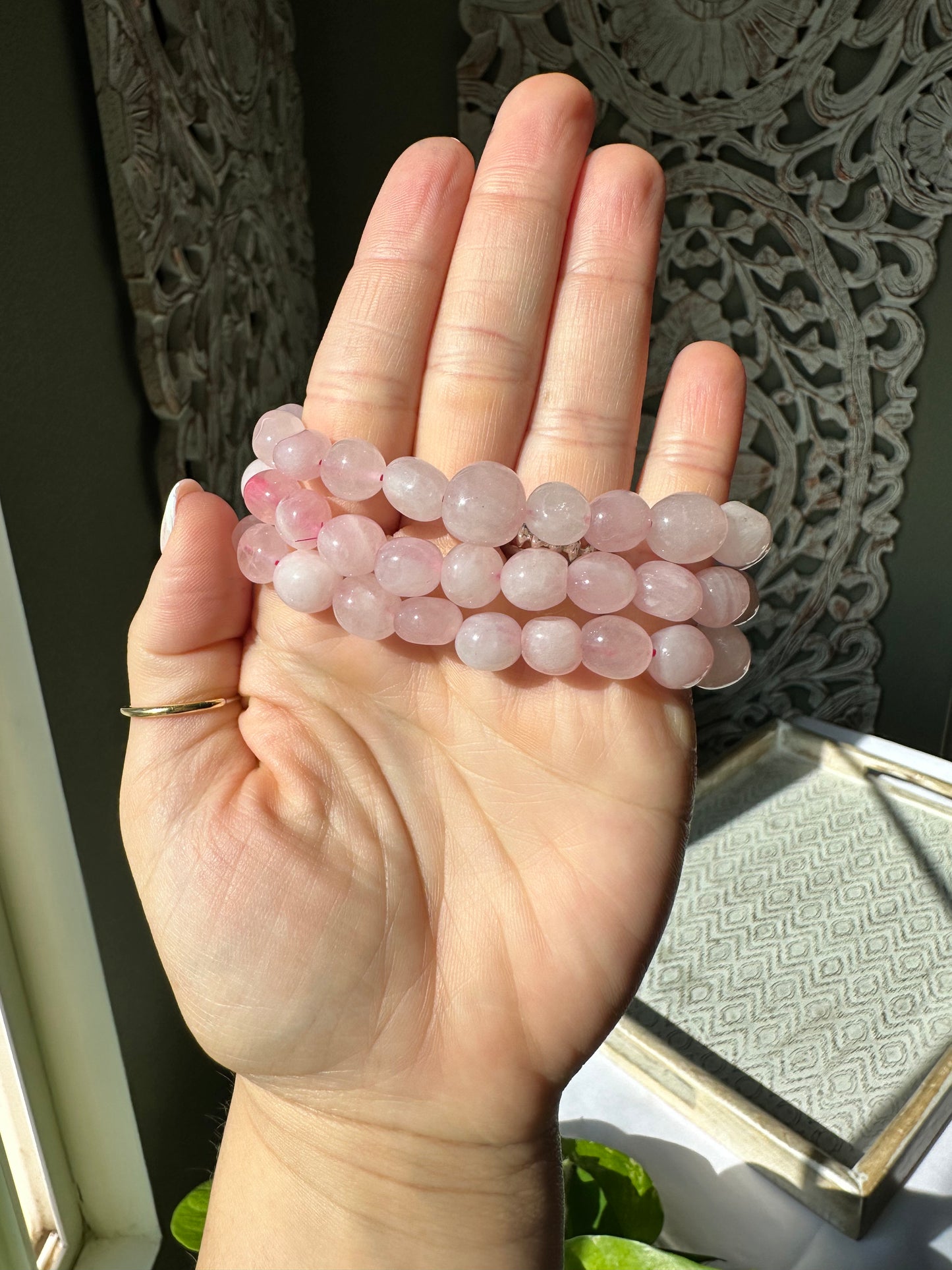 Rose Quartz Tumble Beaded Bracelet