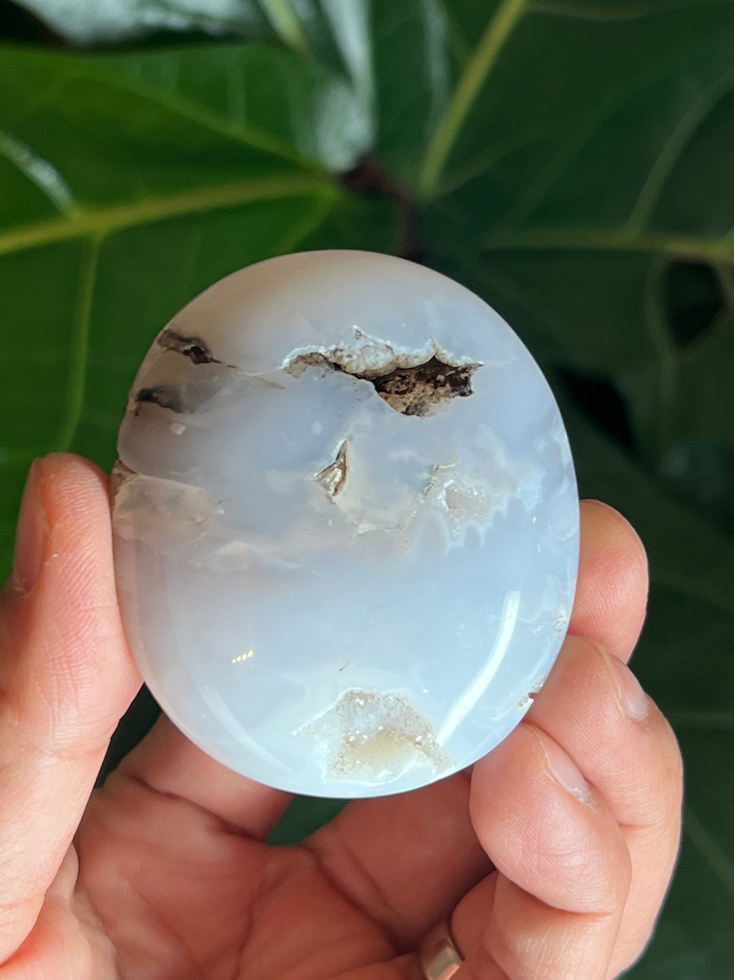 White Plume Agate Palmstone