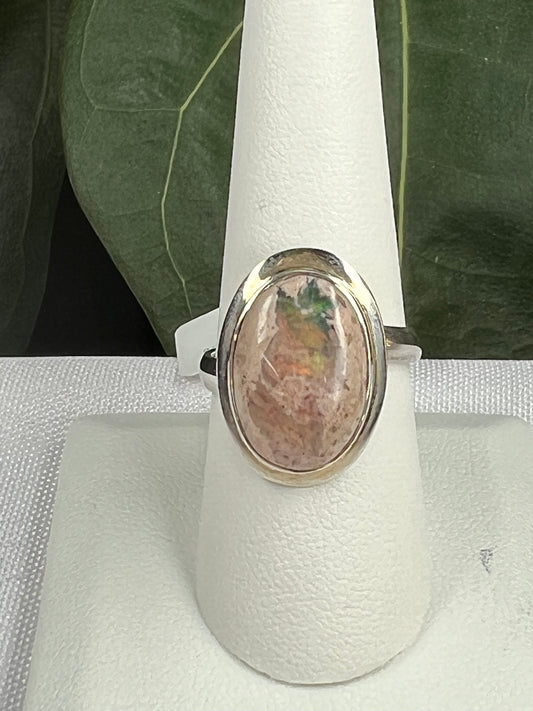 Mexican Fire Opal Ring Size 8 Adjustable