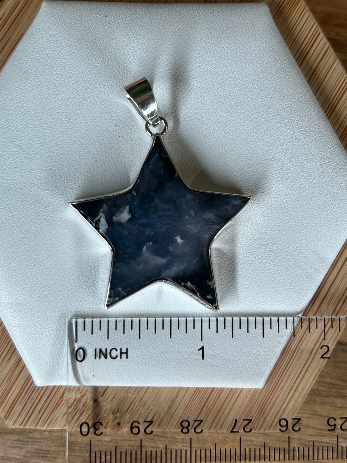 Blue Plume Agate Star Pendant