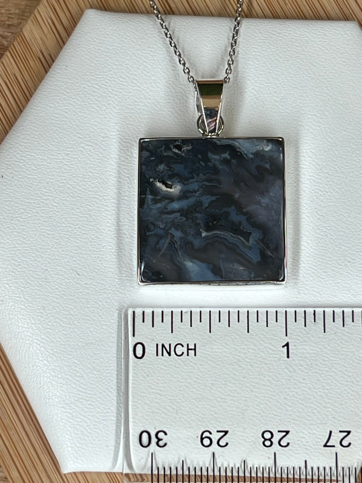 Blue Plume Agate Pendant