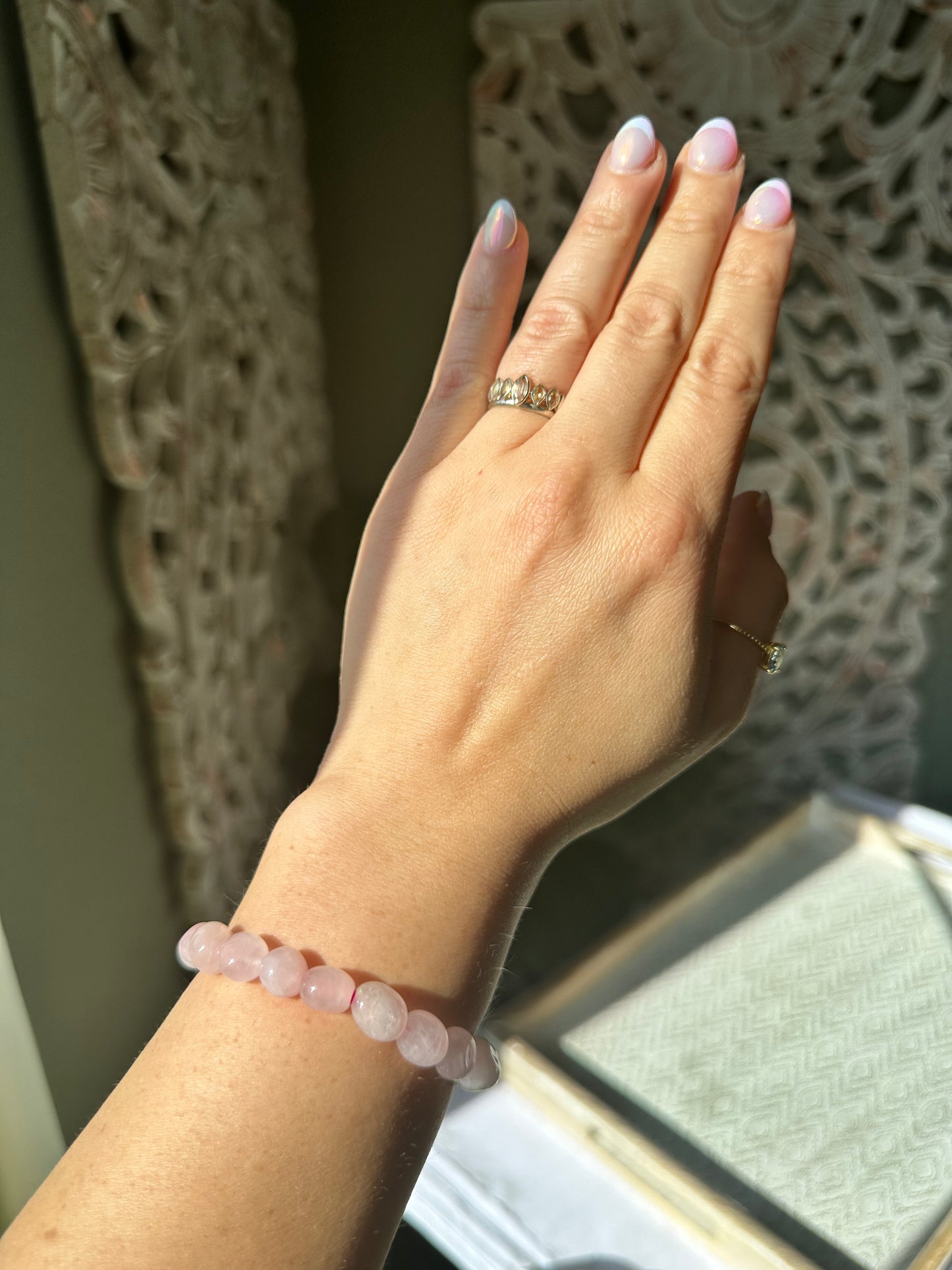 Rose Quartz Tumble Beaded Bracelet