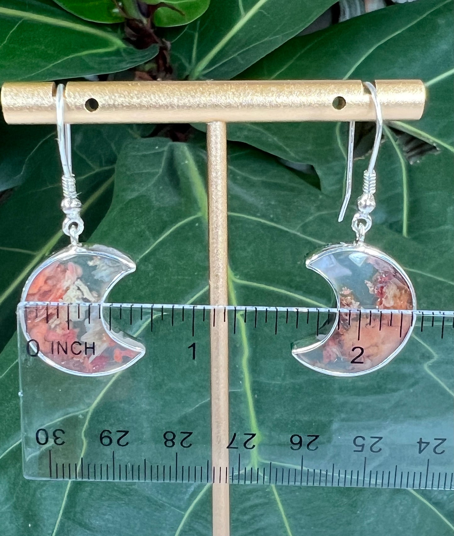 Scenic Moss Agate Moon Earrings