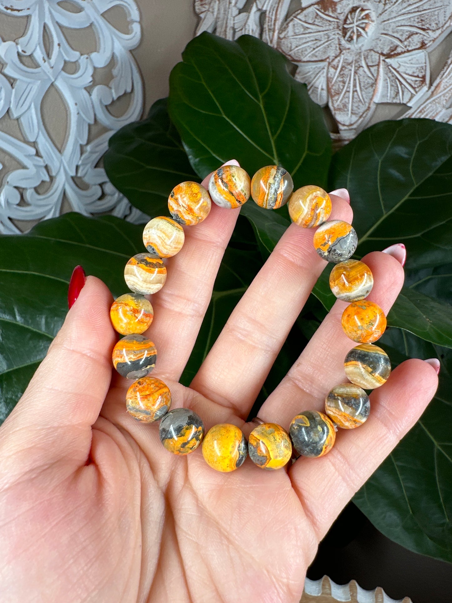 Bumblebee Jasper Beaded Bracelet (12mm)