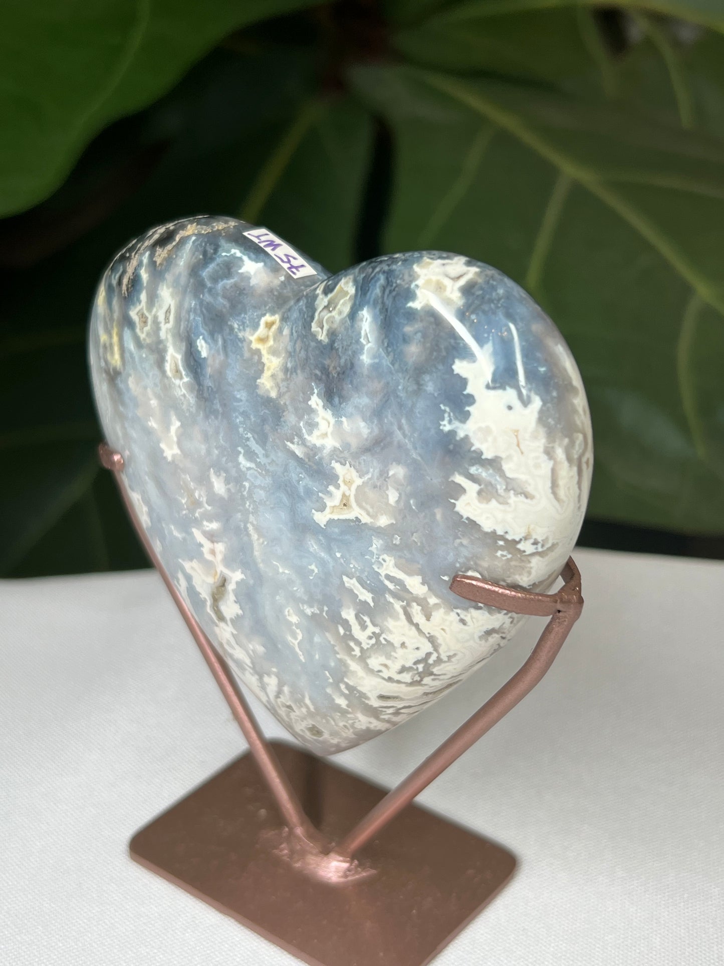 Blue Plume Agate Heart