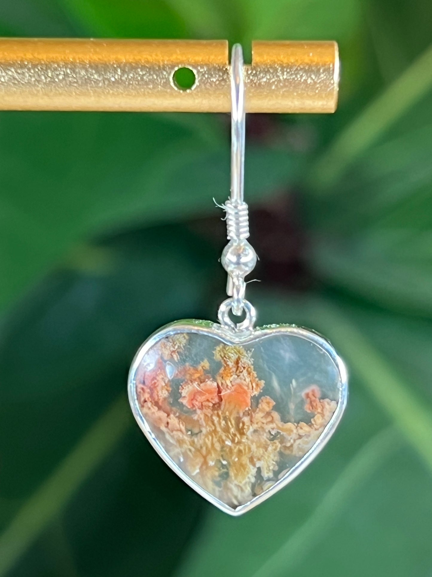 Scenic Moss Agate Heart Earrings