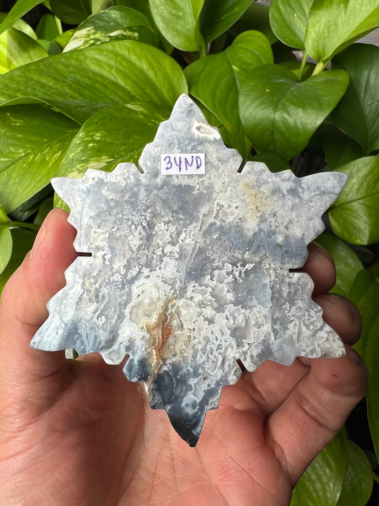 Blue Plume Agate Snowflake