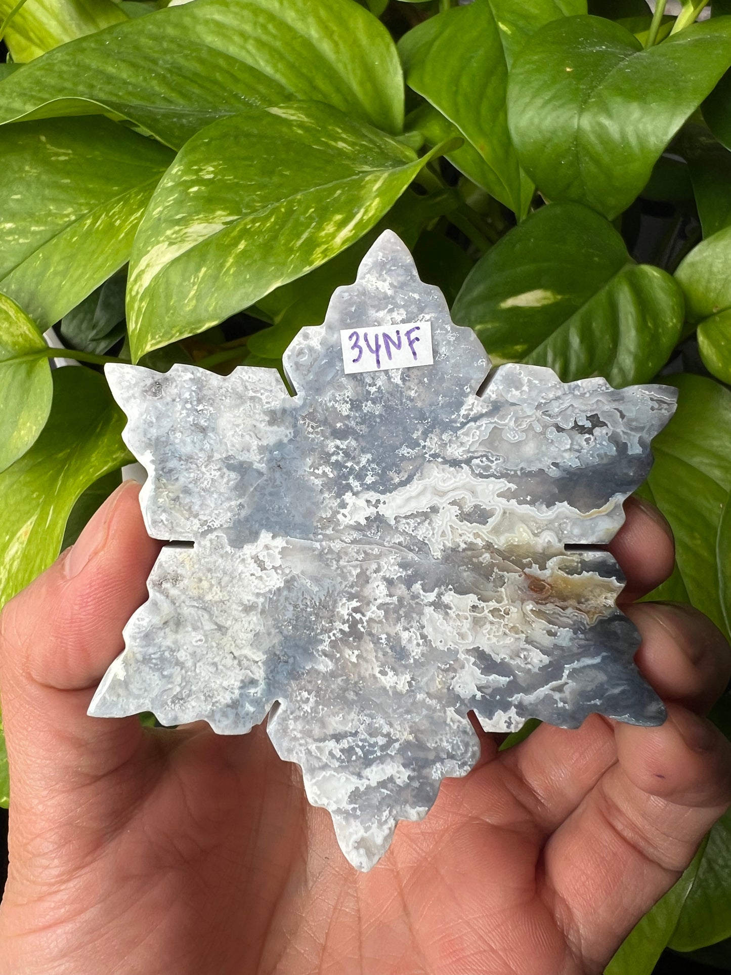 Blue Plume Agate Snowflake