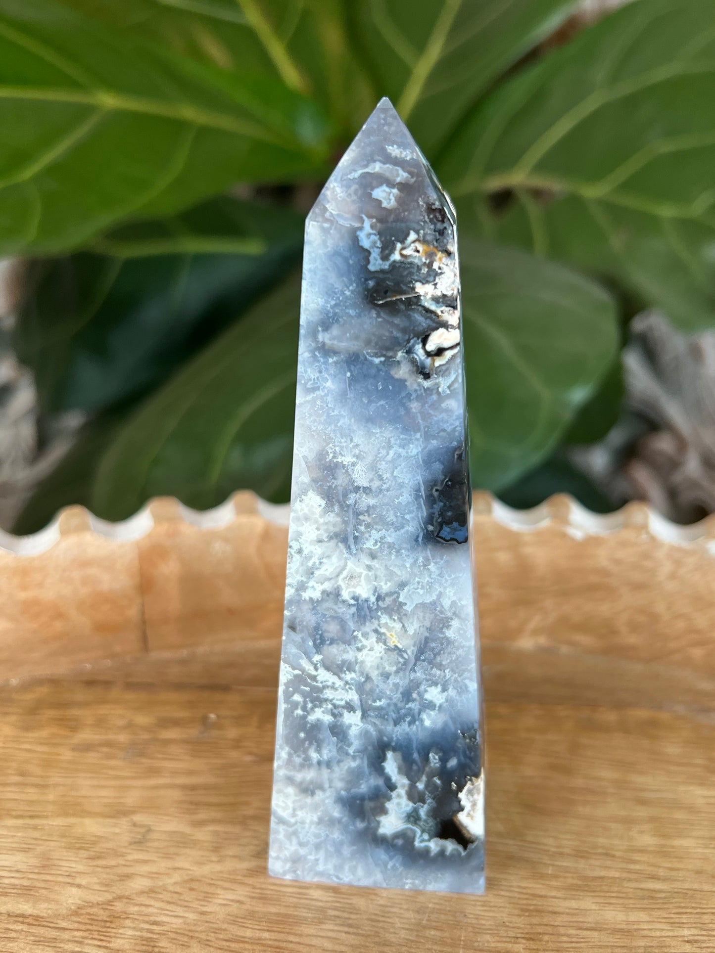 Blue Plume Agate Tower