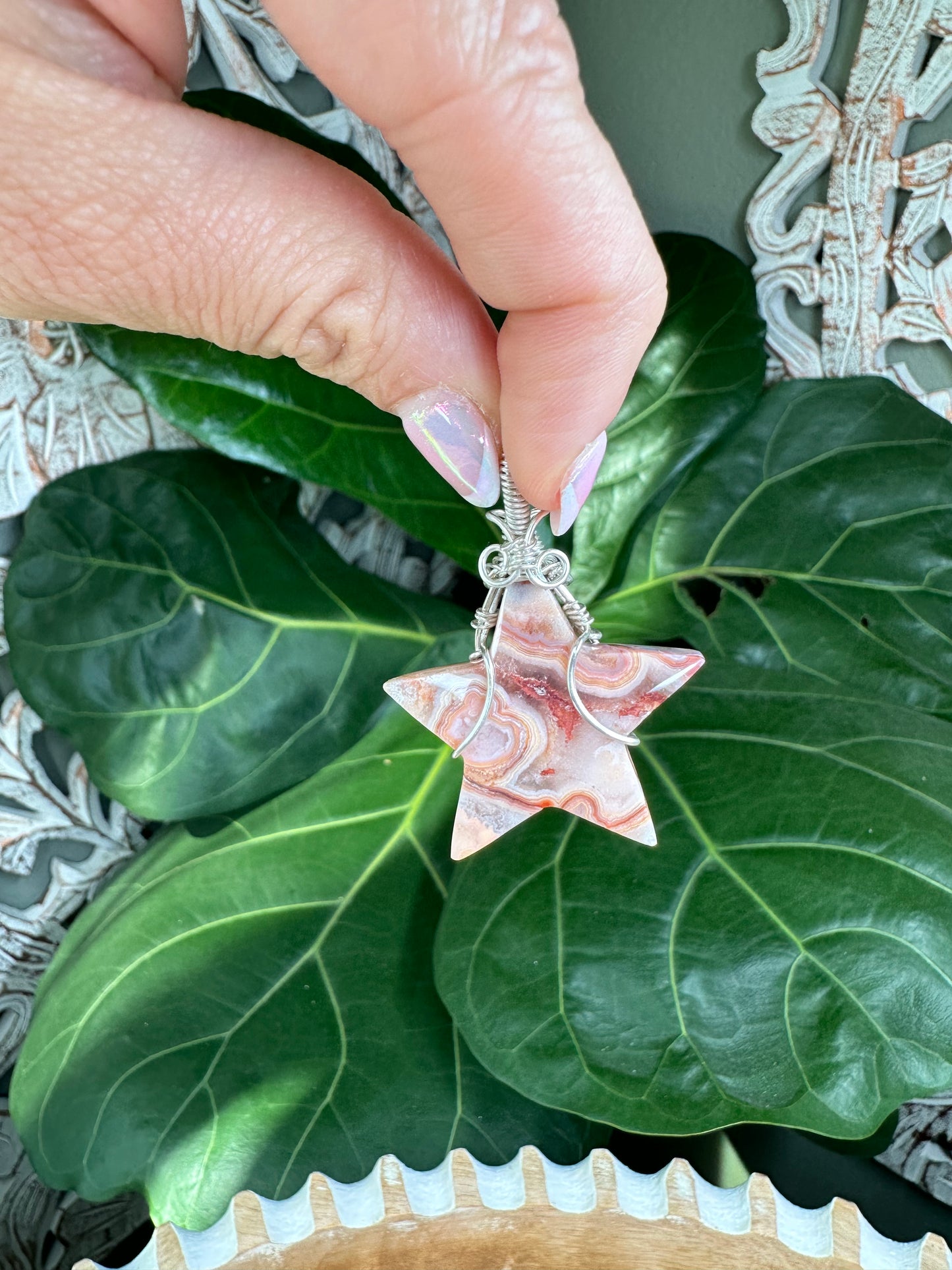 Crazy Lace Agate Star Necklaces