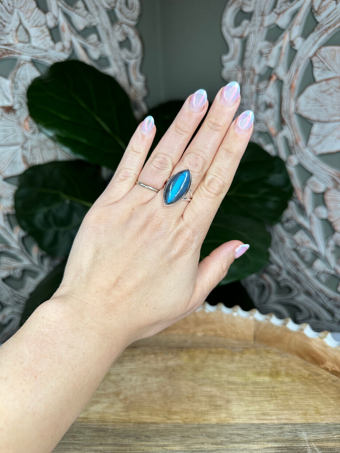 Blue Flash Labradorite Ring