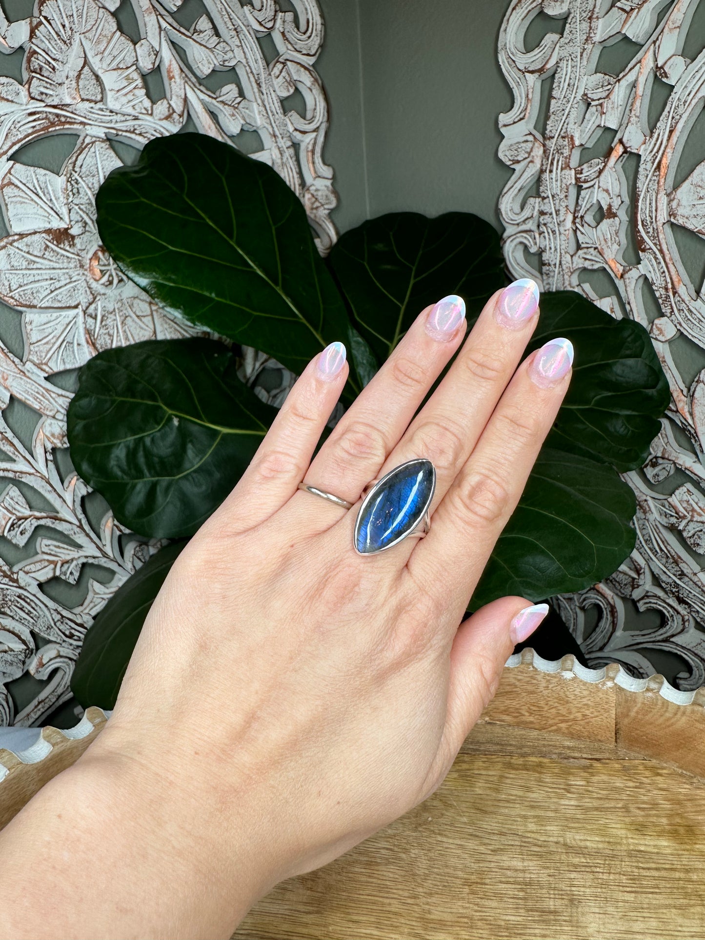 Blue Flash Labradorite Ring