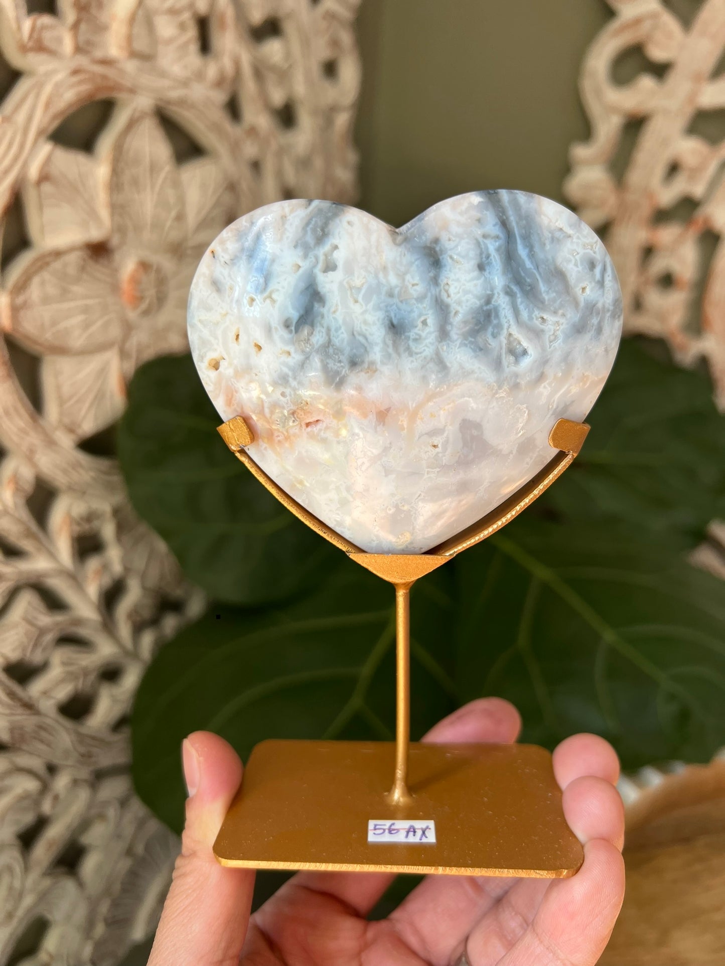 Rainbow Plume Agate Heart