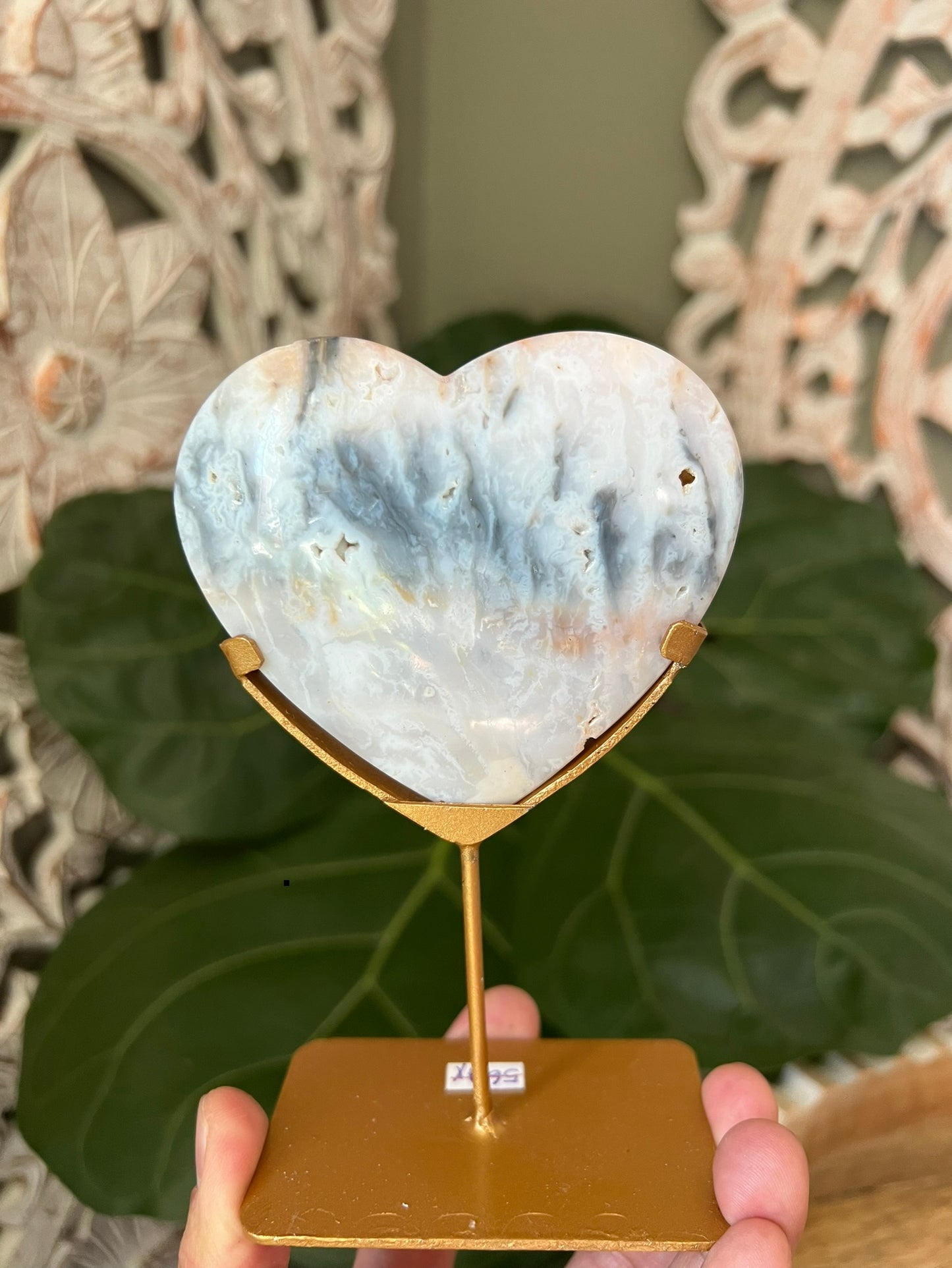 Rainbow Plume Agate Heart