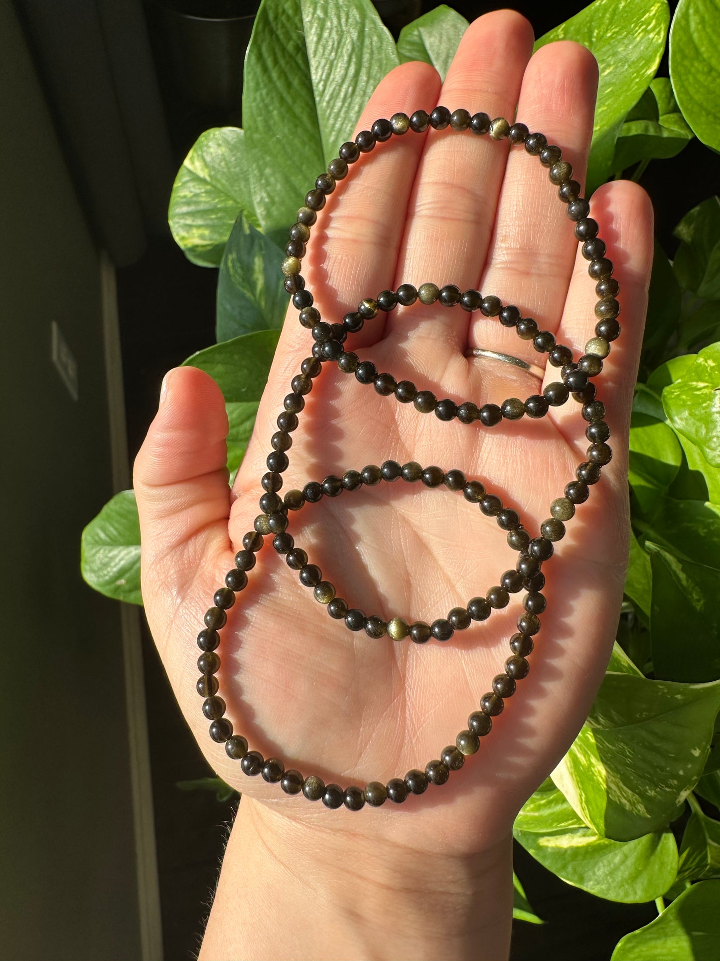 Golden Sheen Obsidian Bracelet