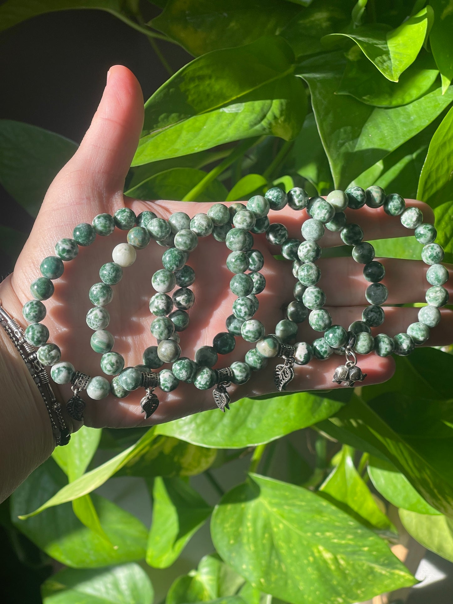 Moss Agate +  Silver Charm